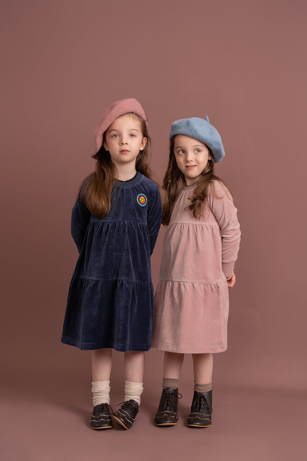 Velour Tiered Dress in by Space Grey