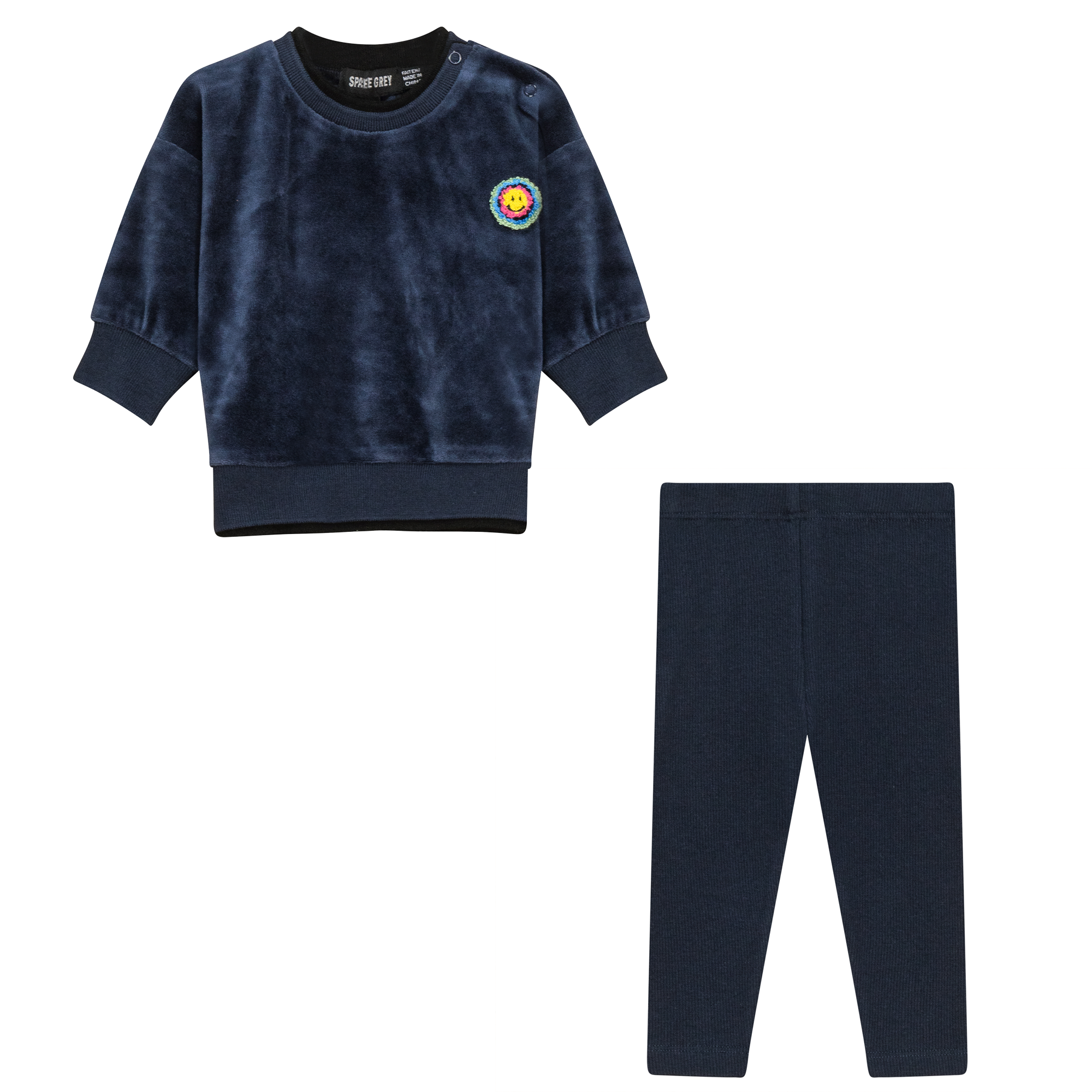 Velour 2Pc Set in Navy by Space Grey