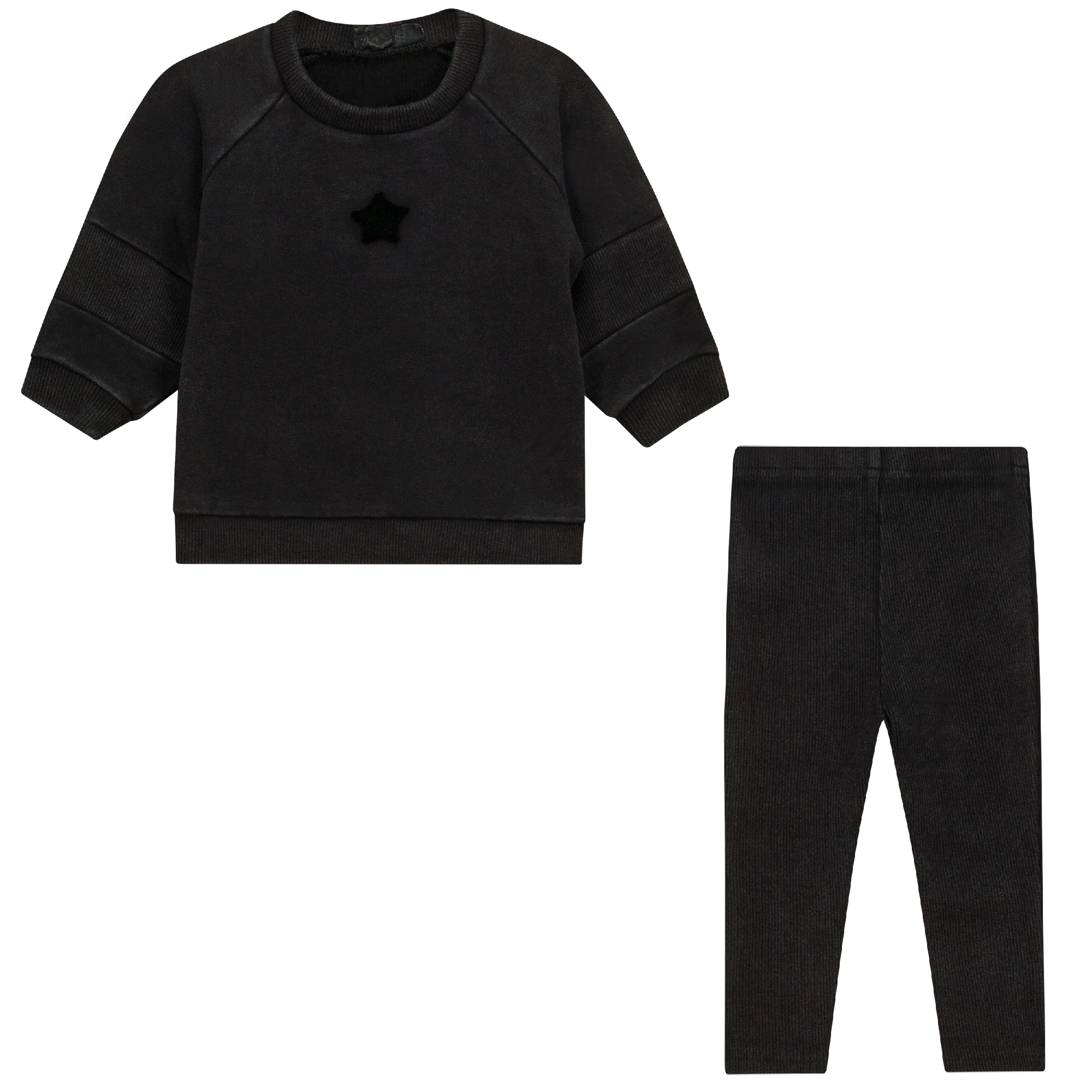 Distressed French Fleece 2Pc Set in Black Wash by Puddles