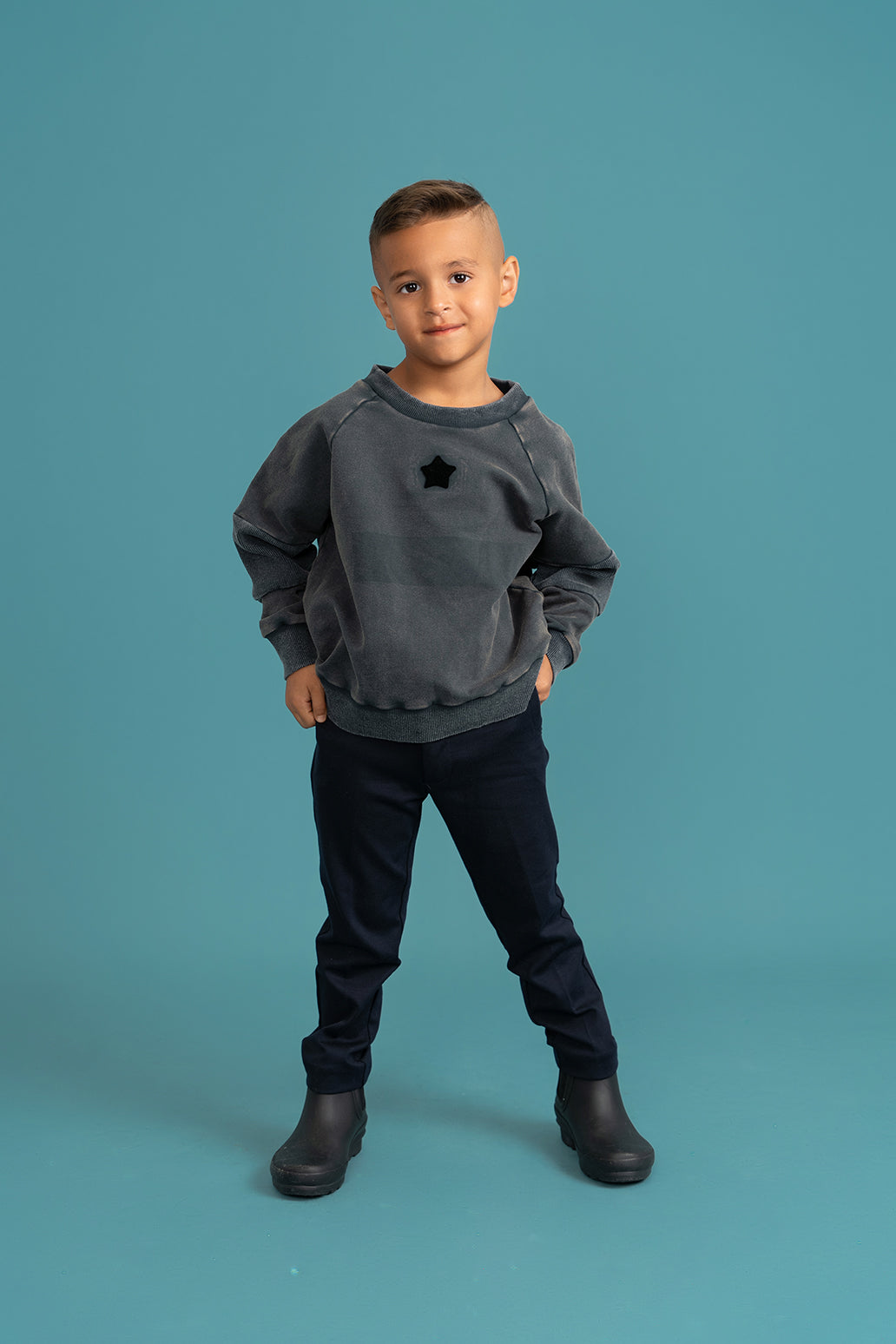 Distressed French Fleece Sweatshirt in by Puddles