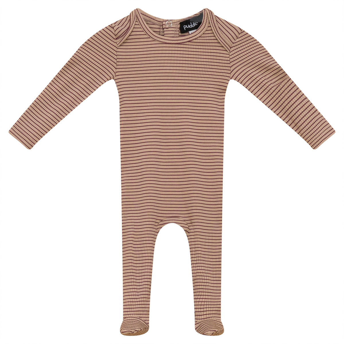 Stripped Rib Onesie in Dark Mauve by Puddles