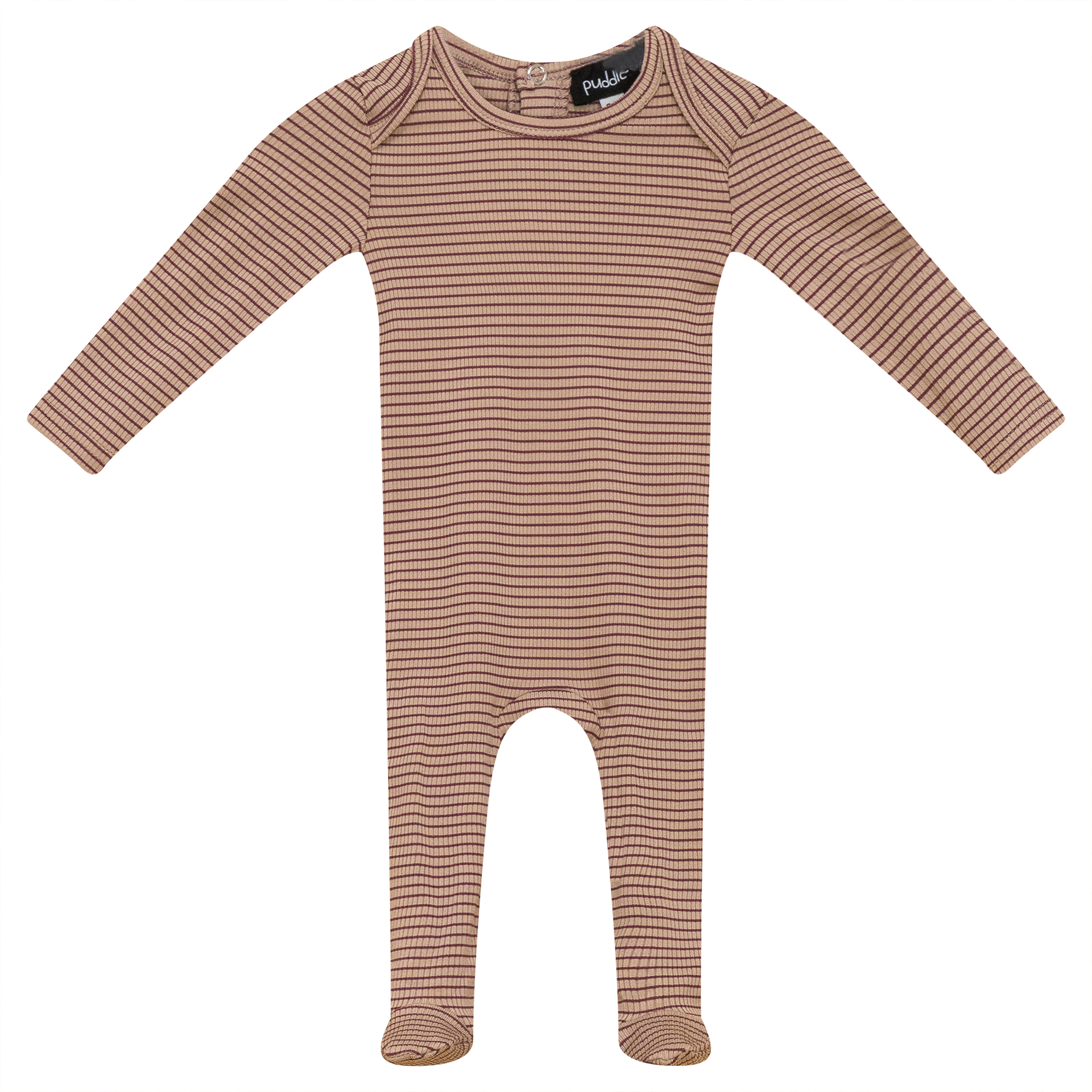 Stripped Rib Onesie in Dark Mauve by Puddles