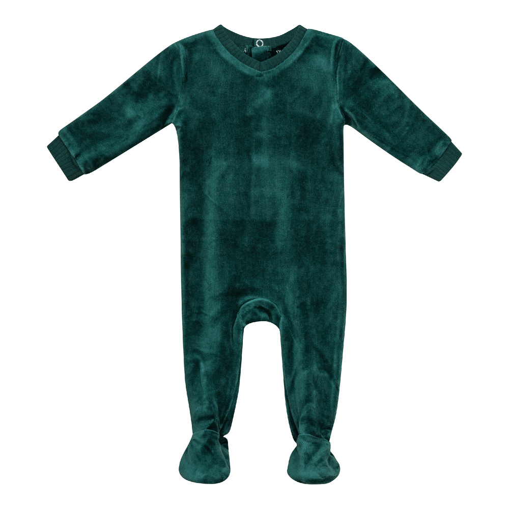 Velour Onesie Pine Green Baby Romper by {{ product_vemdor}}