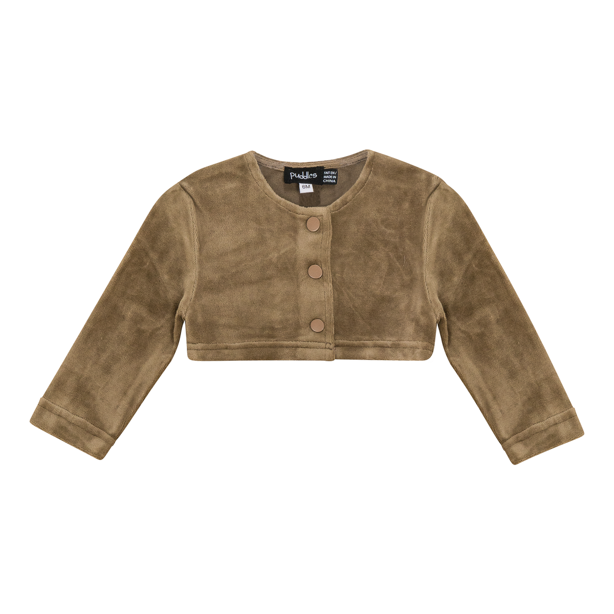 Velour Crop Cardigan in Cocoa by Puddles