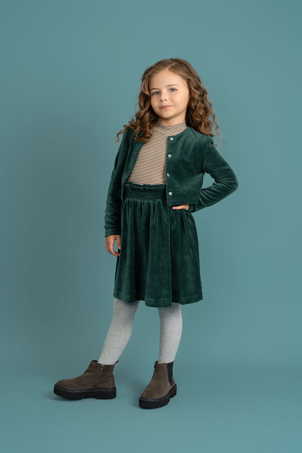 Velour Crop Cardigan in by Puddles