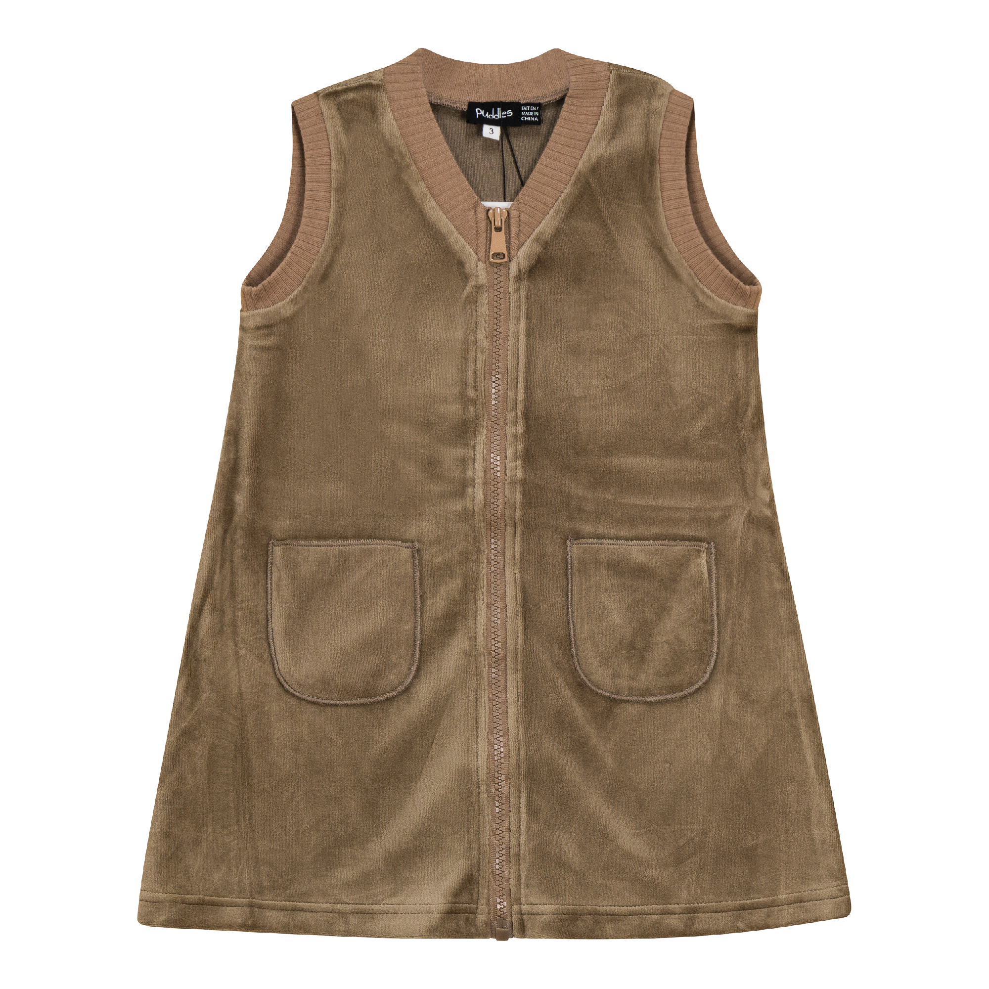 Velour Zip Up Jumper in Cocoa by Puddles