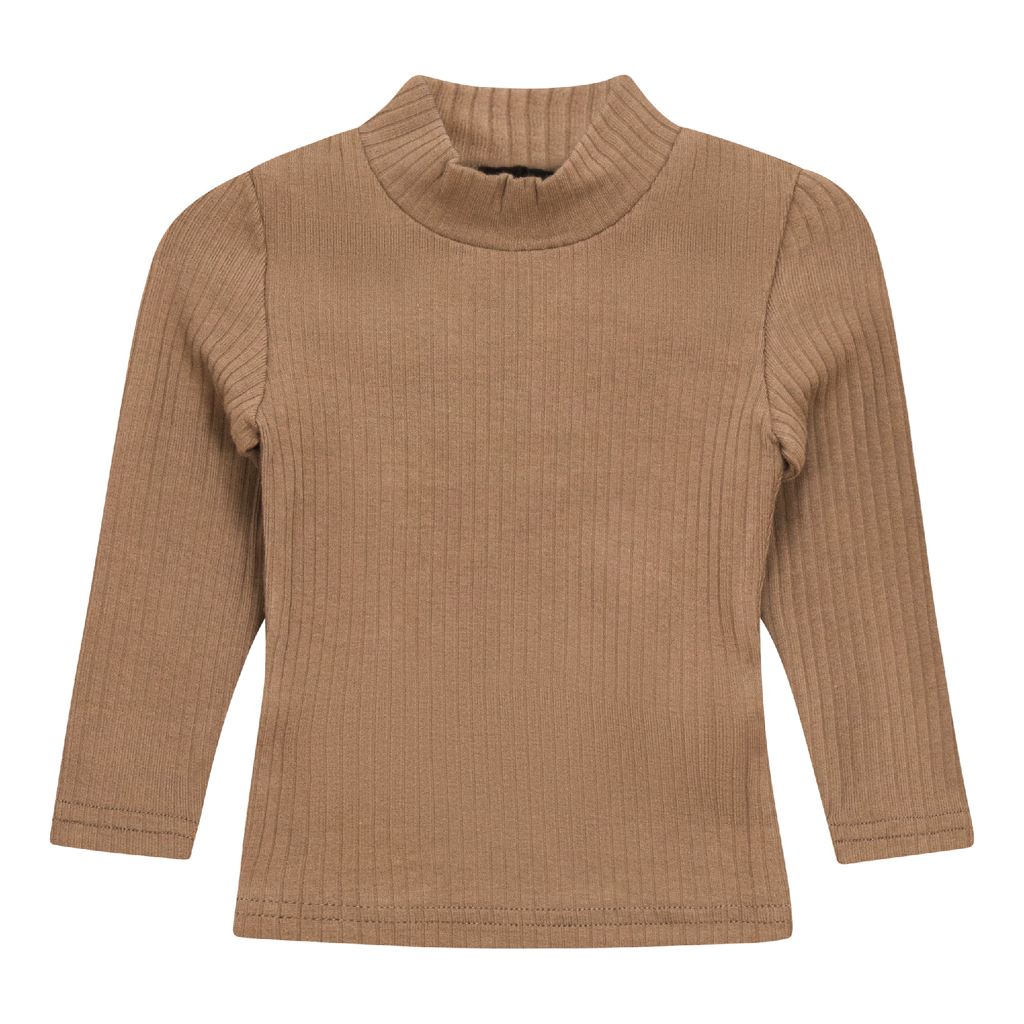 Ribbed Mock Neck Top in Cocoa by Puddles