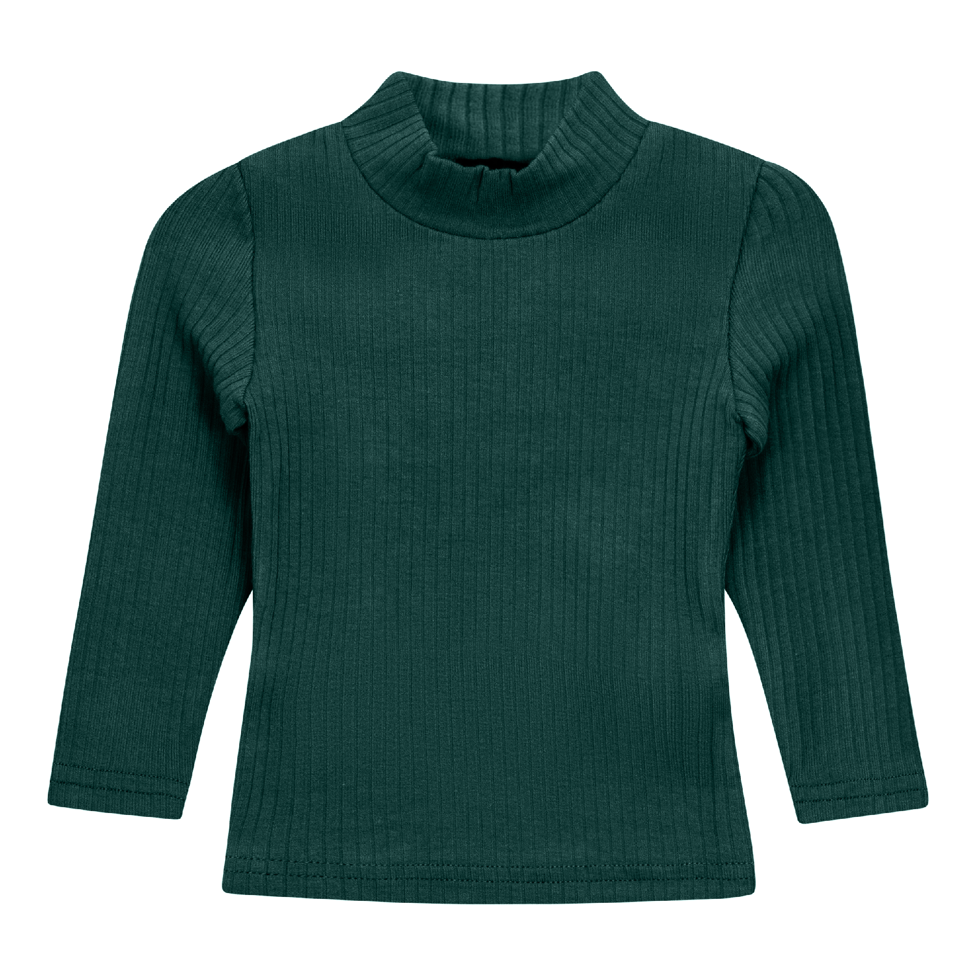 Ribbed Mock Neck Top in Pine Green by Puddles