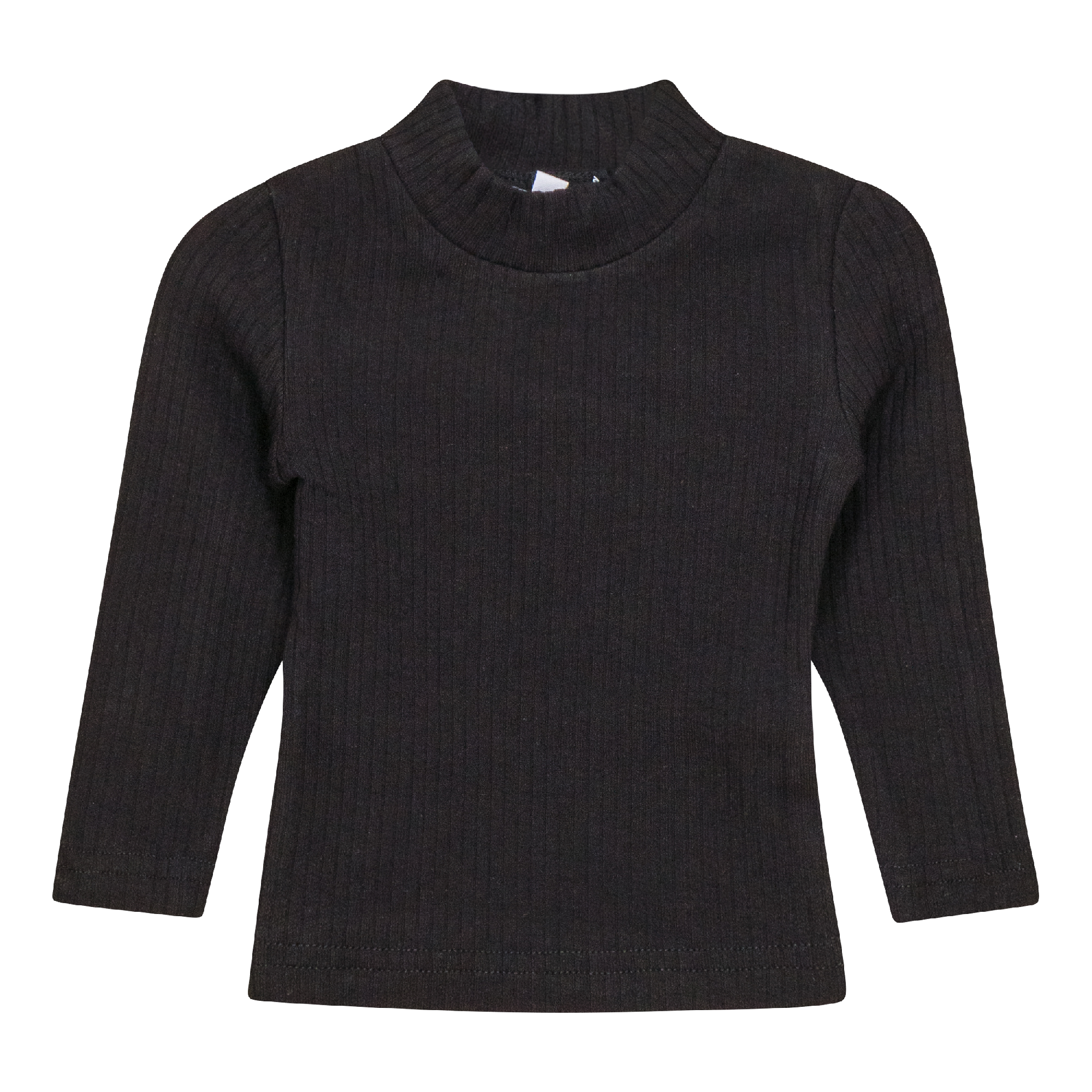 Ribbed Mock Neck Top in Black by Puddles