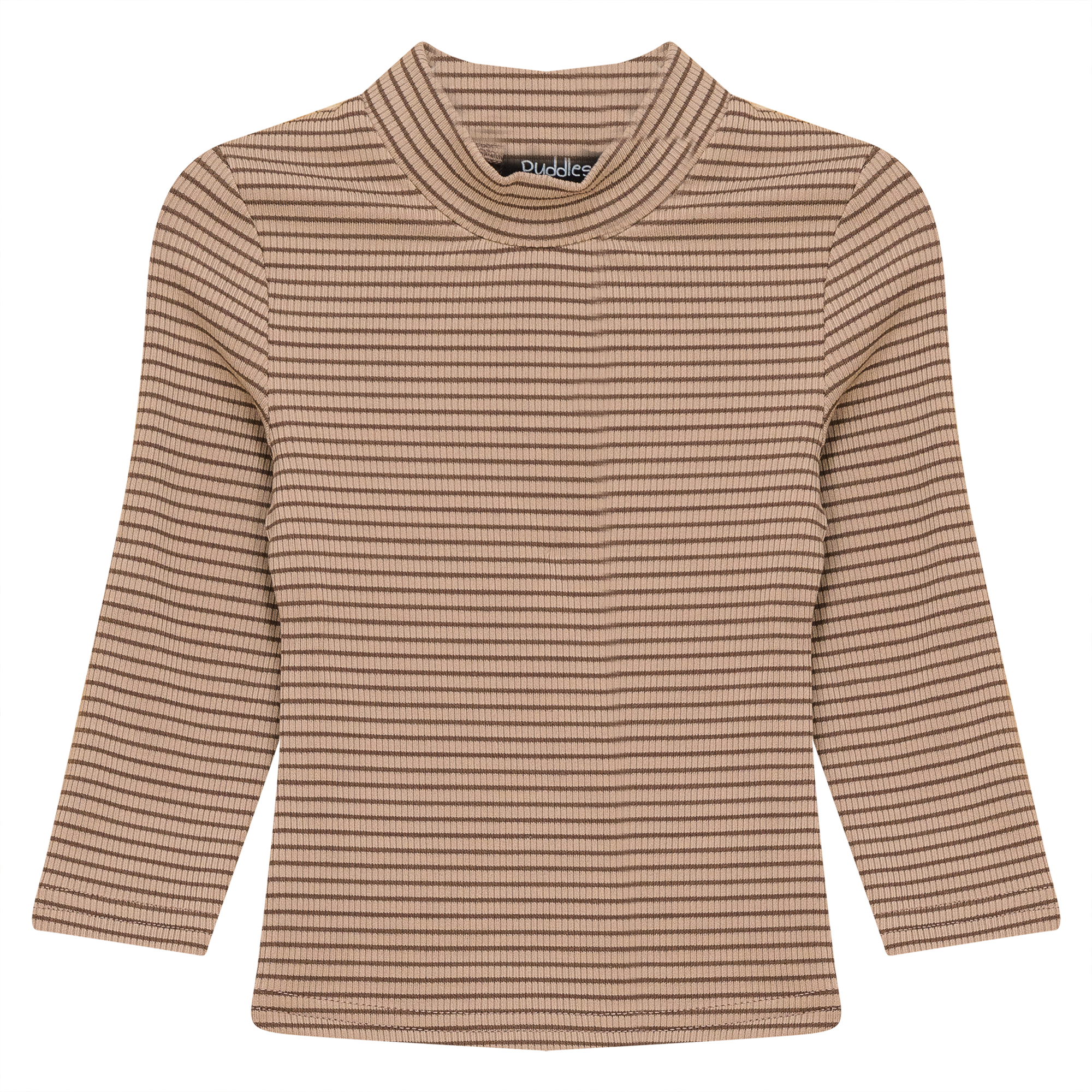Stripped Mock Neck Top in Cocoa by Puddles