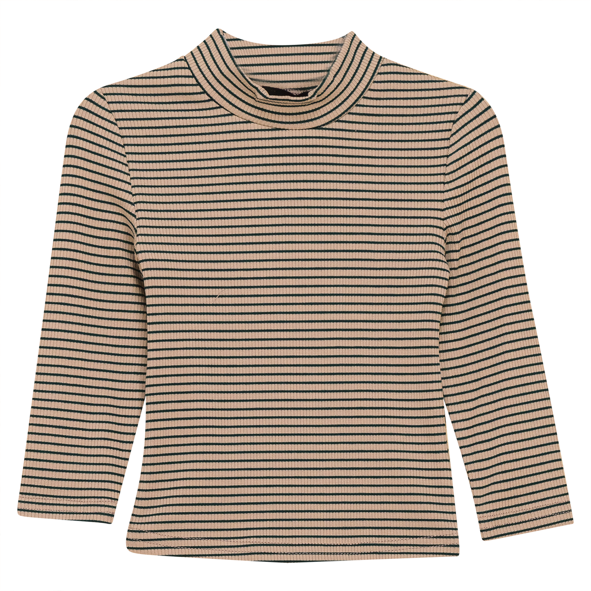 Stripped Mock Neck Top in Pine Green by Puddles
