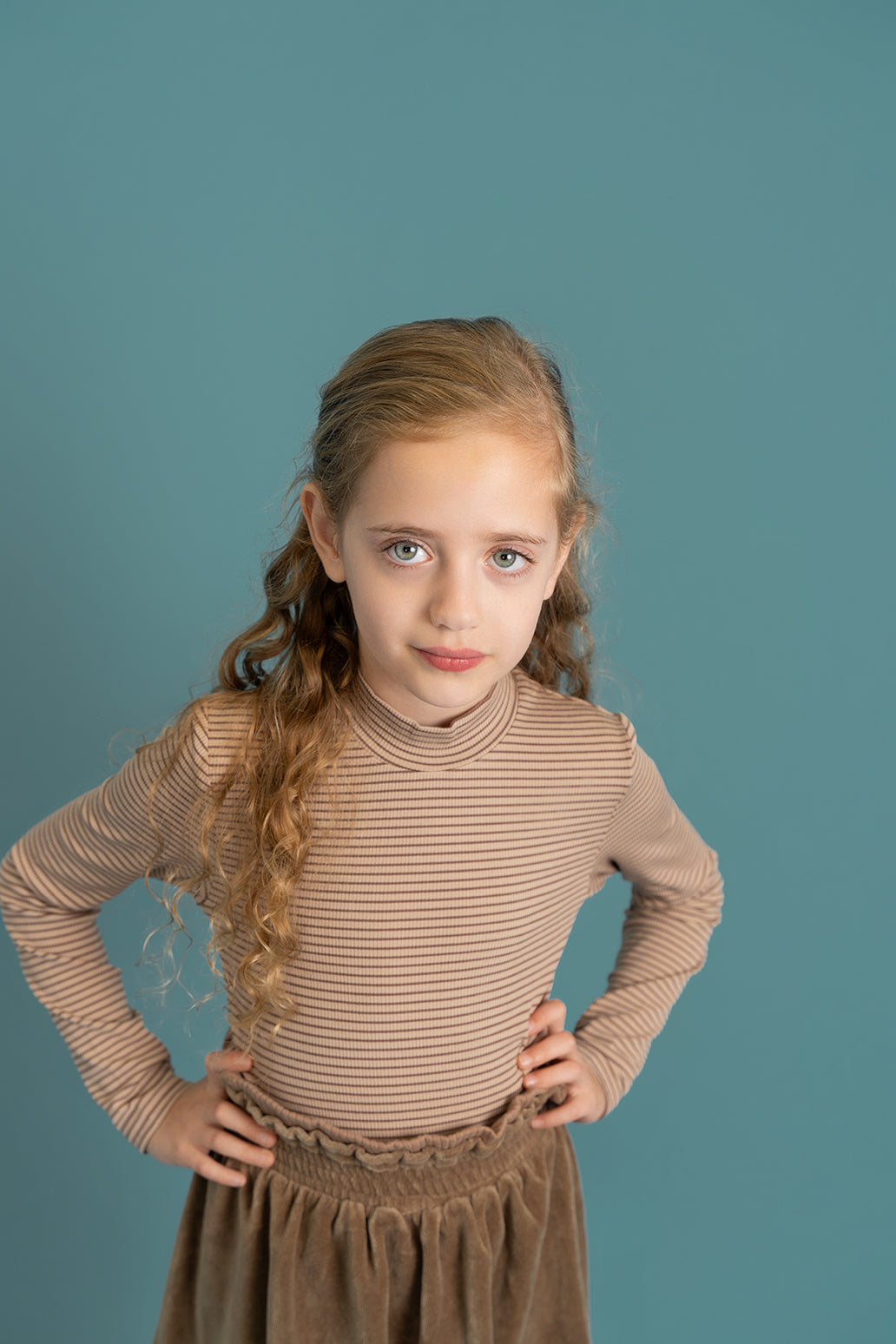 Stripped Mock Neck Top in by Puddles