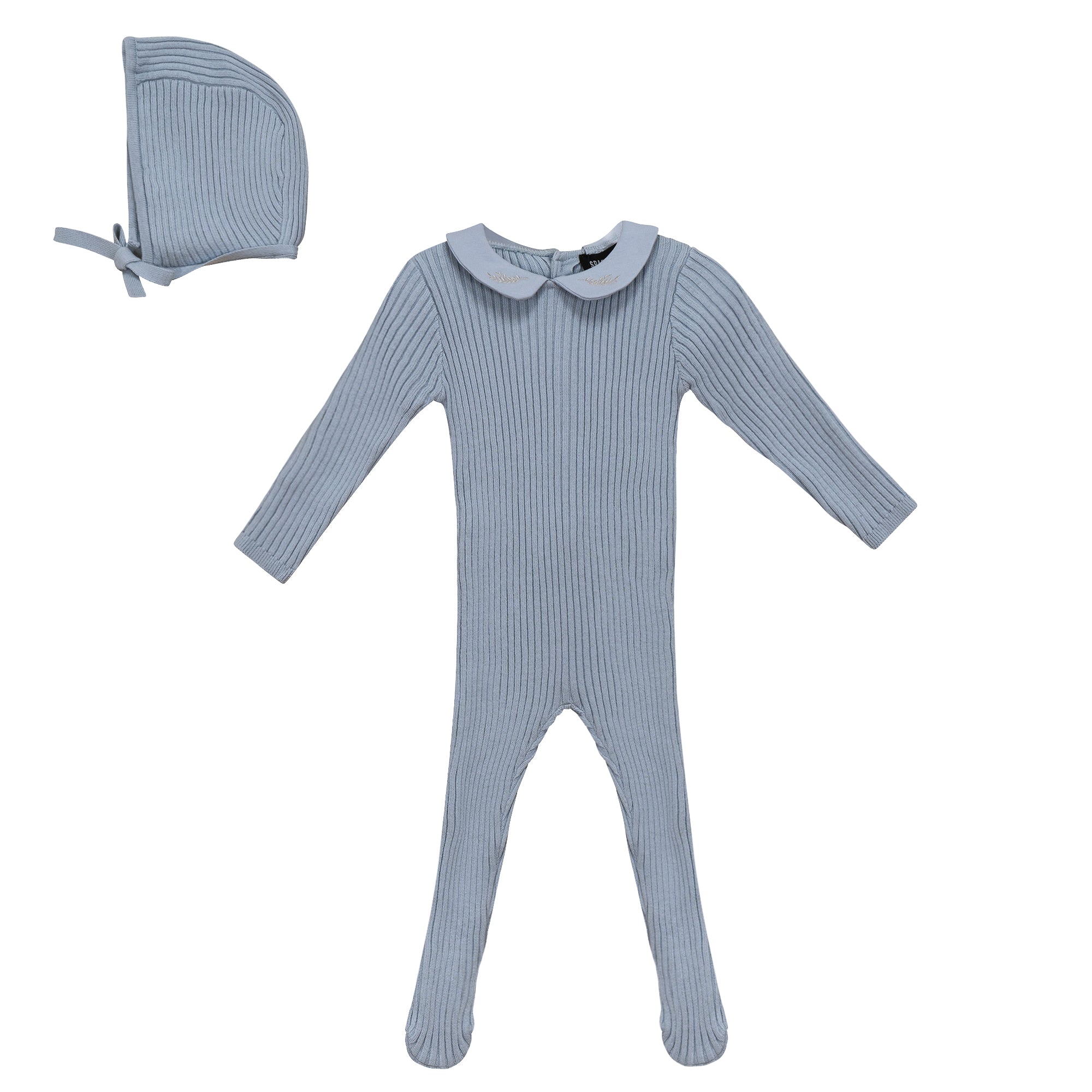 Ruffle Collar Knitted 2Pc Set in Blue by Space Grey