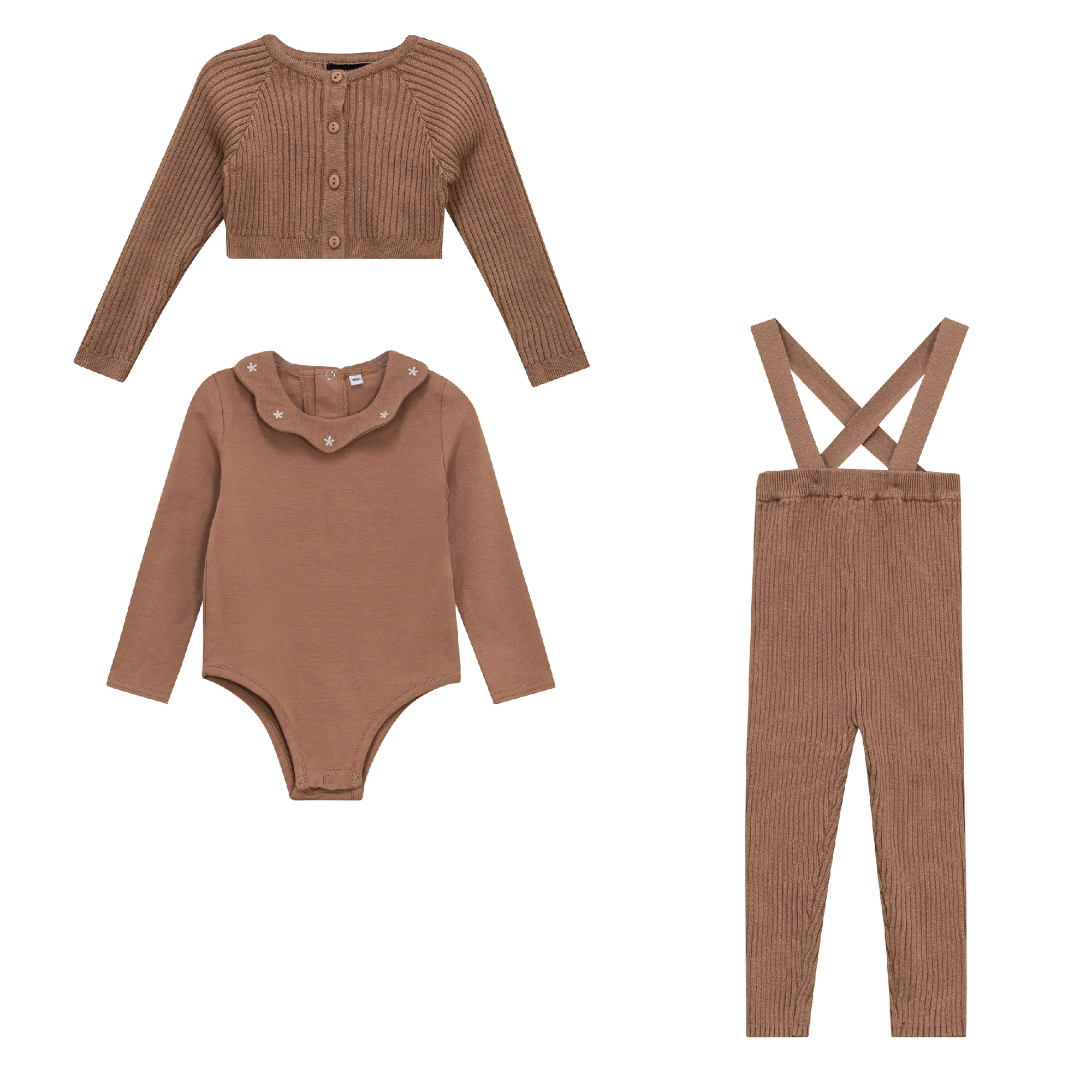 Ruffle Collar Knitted 3Pc Set in Pink by Space Grey