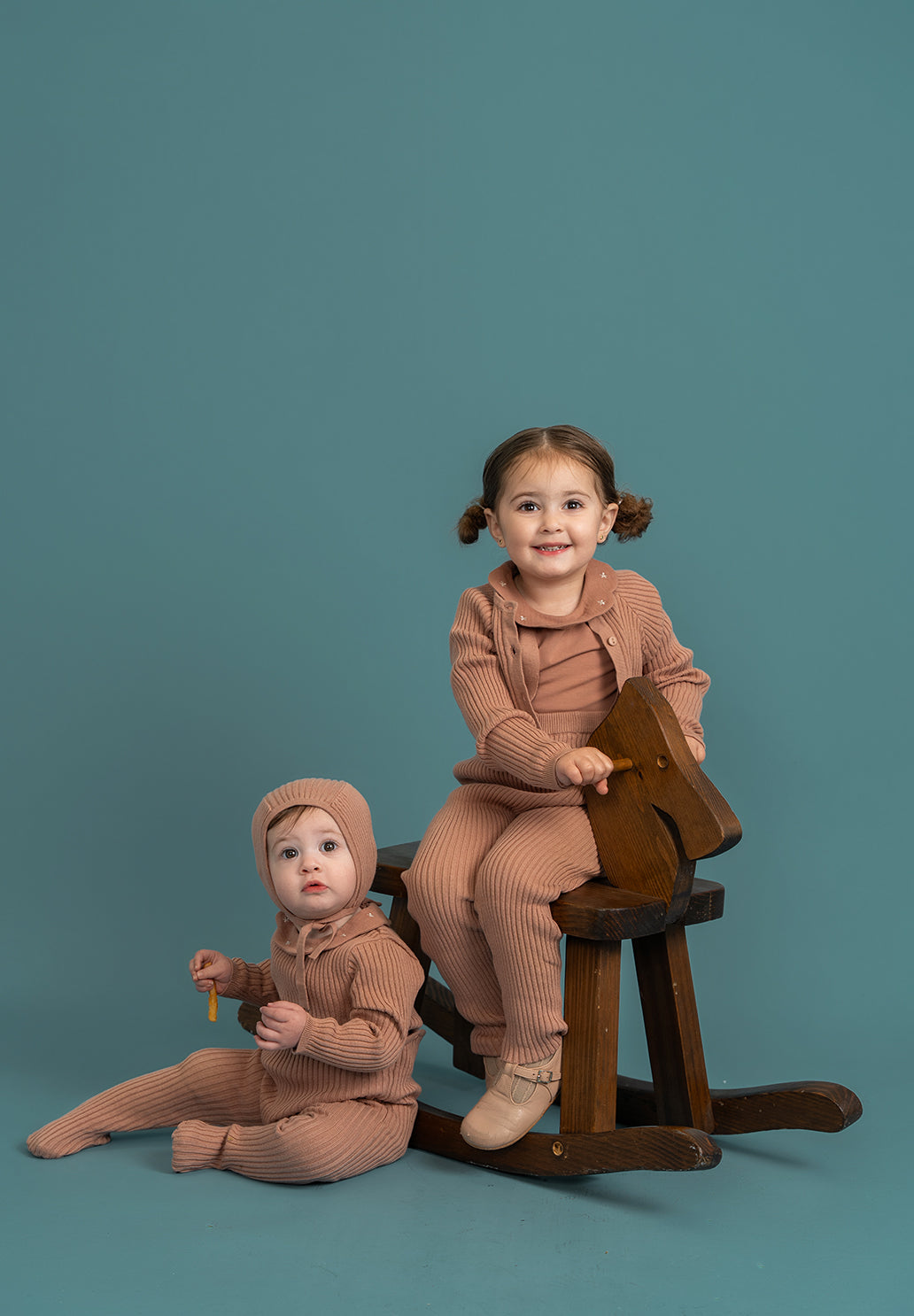 Ruffle Collar Knitted Onesie and Hat in by Space Grey