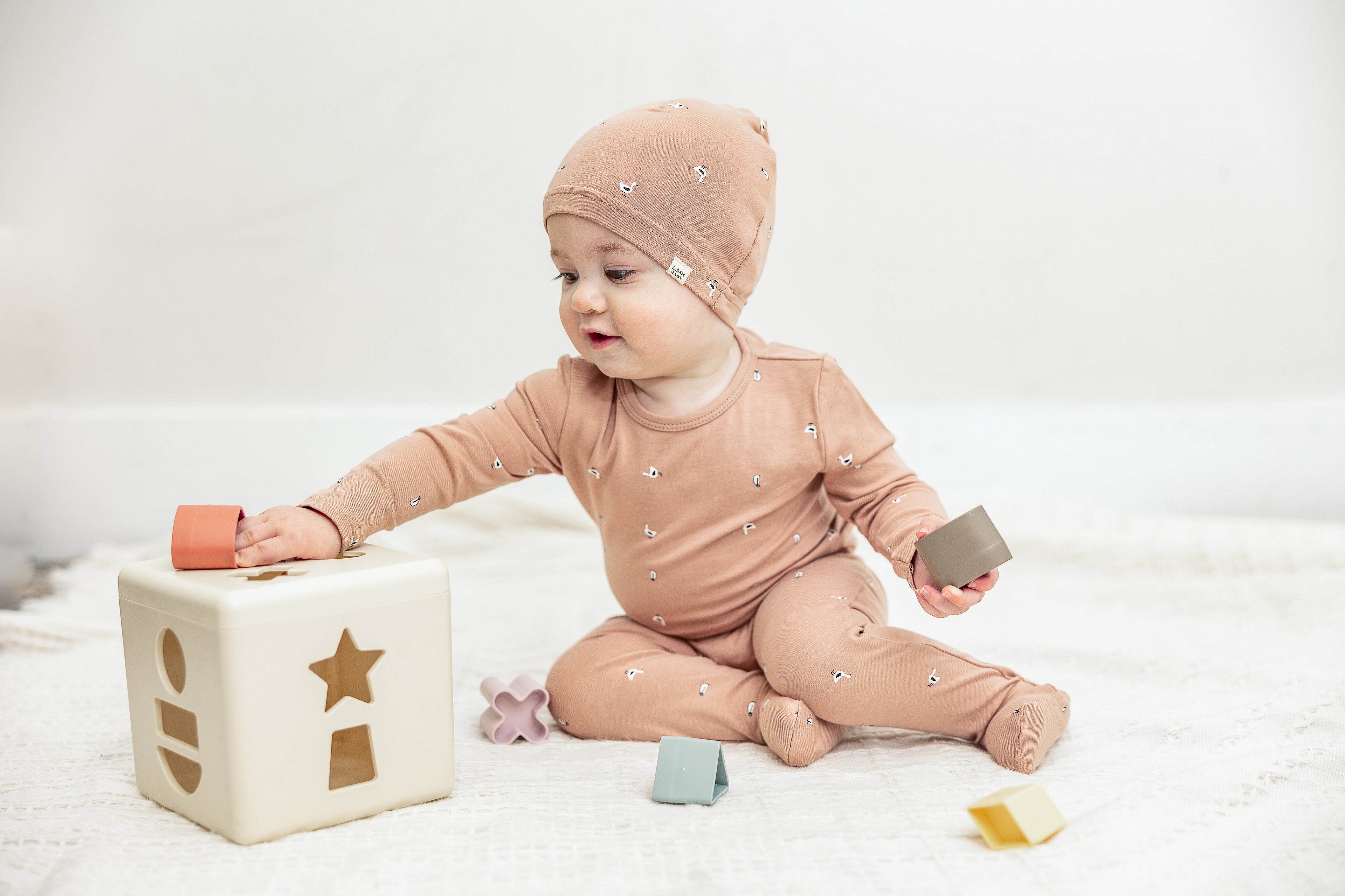 Penguin Printed Onesie Set in by Lux