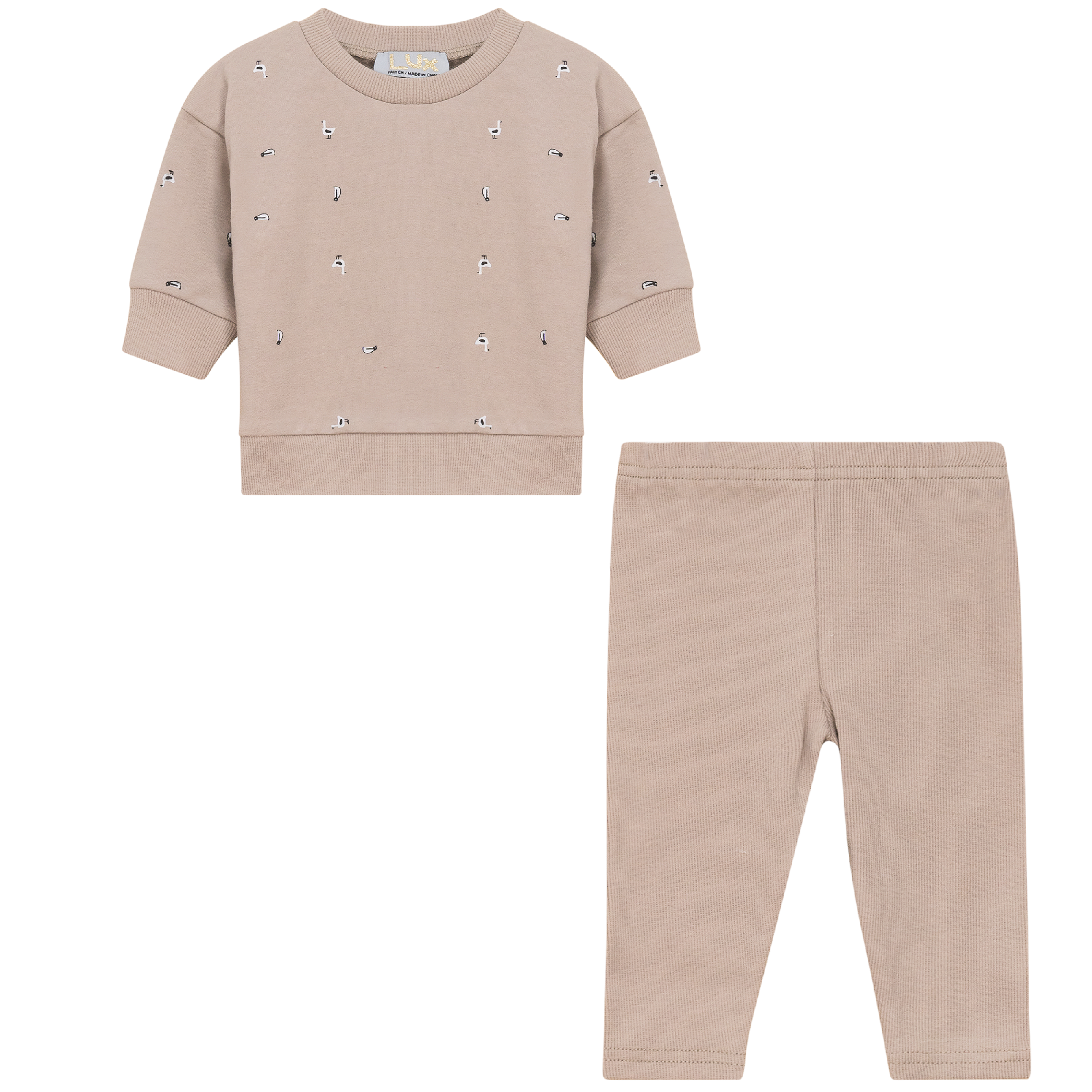 Penguin Printed 2Pc Set in Beige by Lux