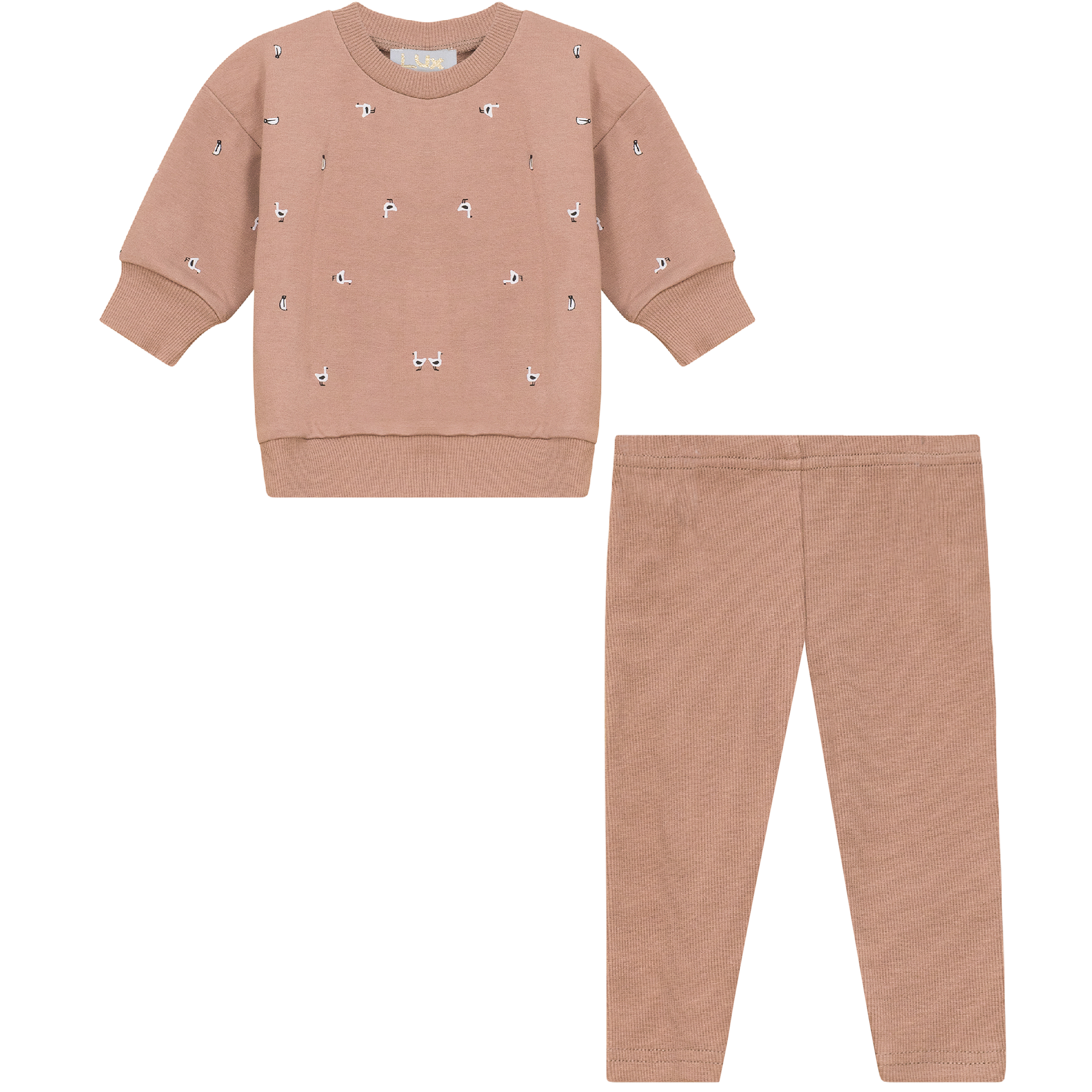 Penguin Printed 2Pc Set in Rose Cloud by Lux
