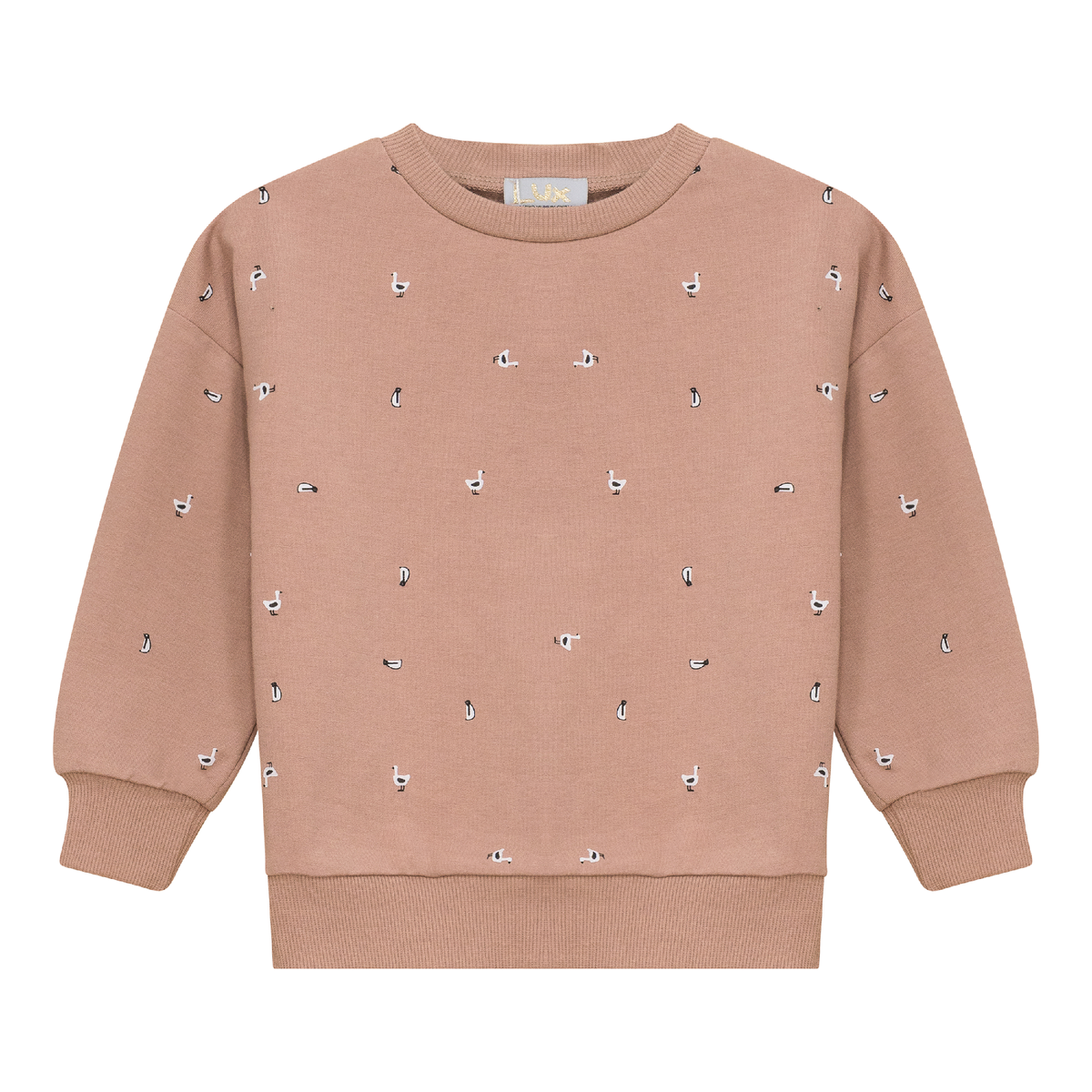 Penguin Printed Sweatshirt in Rose Cloud by Lux
