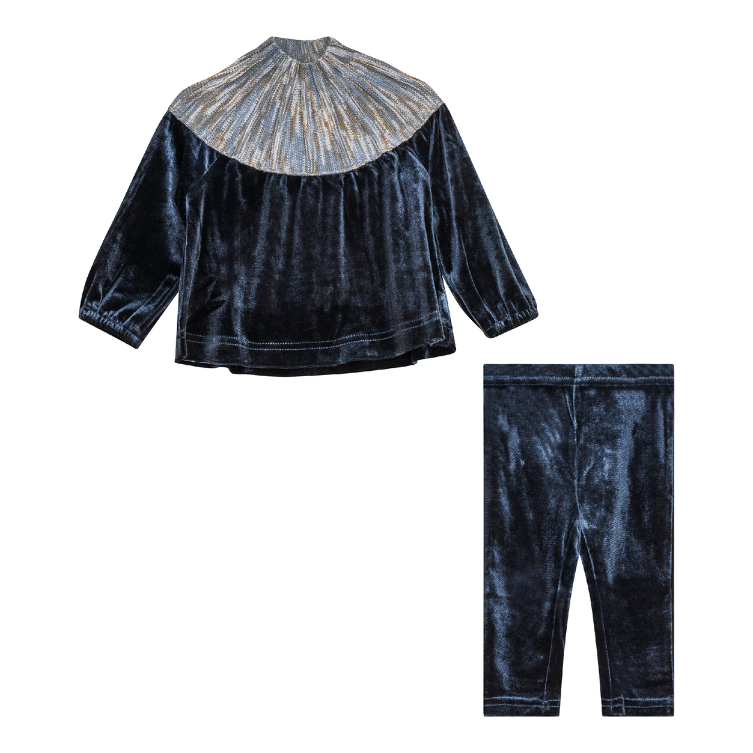 Velour Knitted 2Pc Set Navy 2 pc Girls Set by {{ product_vemdor}}