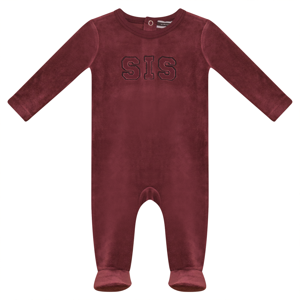 Sis Applique Onesie in Burgundy by Whipped Cocoa