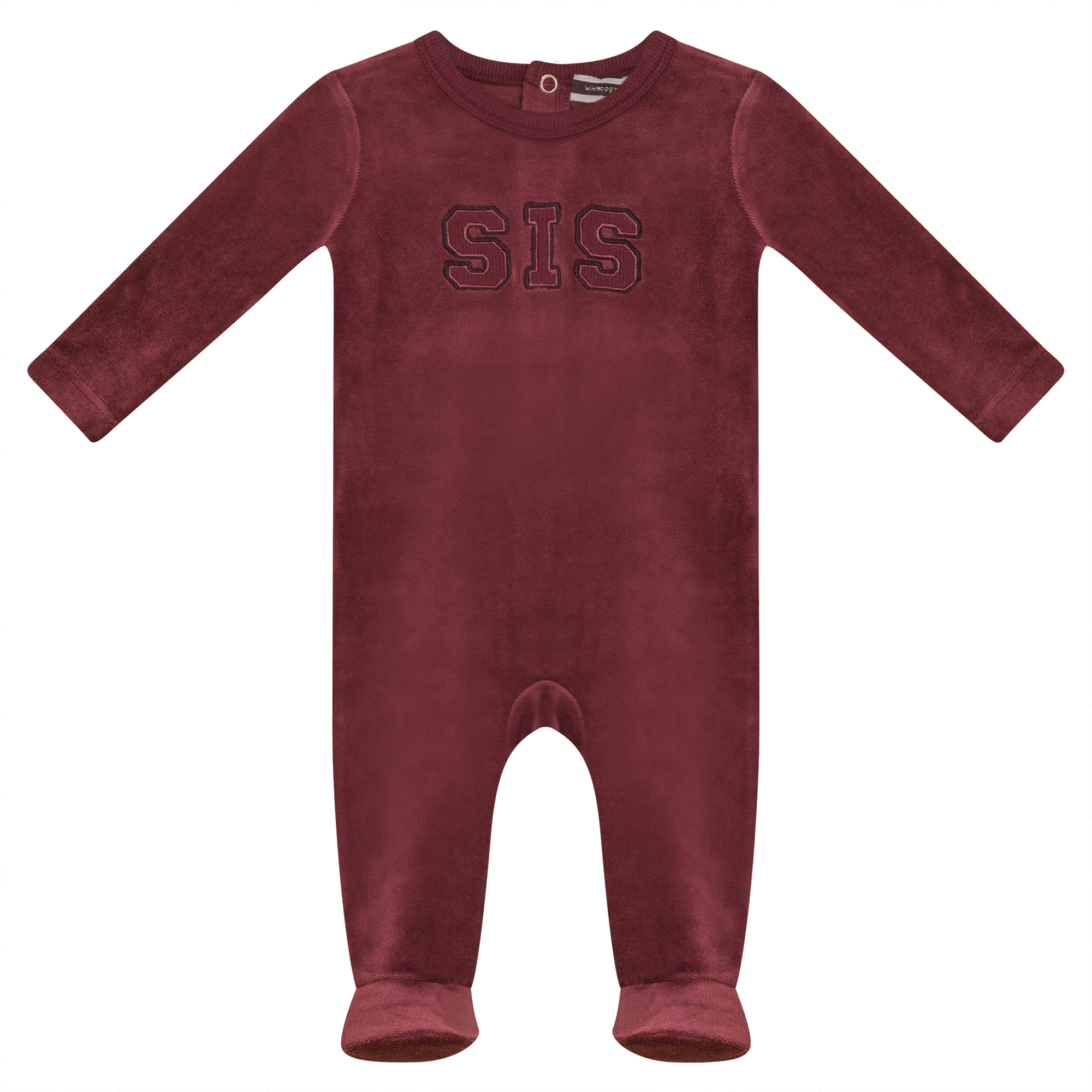 Sis Applique Onesie in Burgundy by Whipped Cocoa