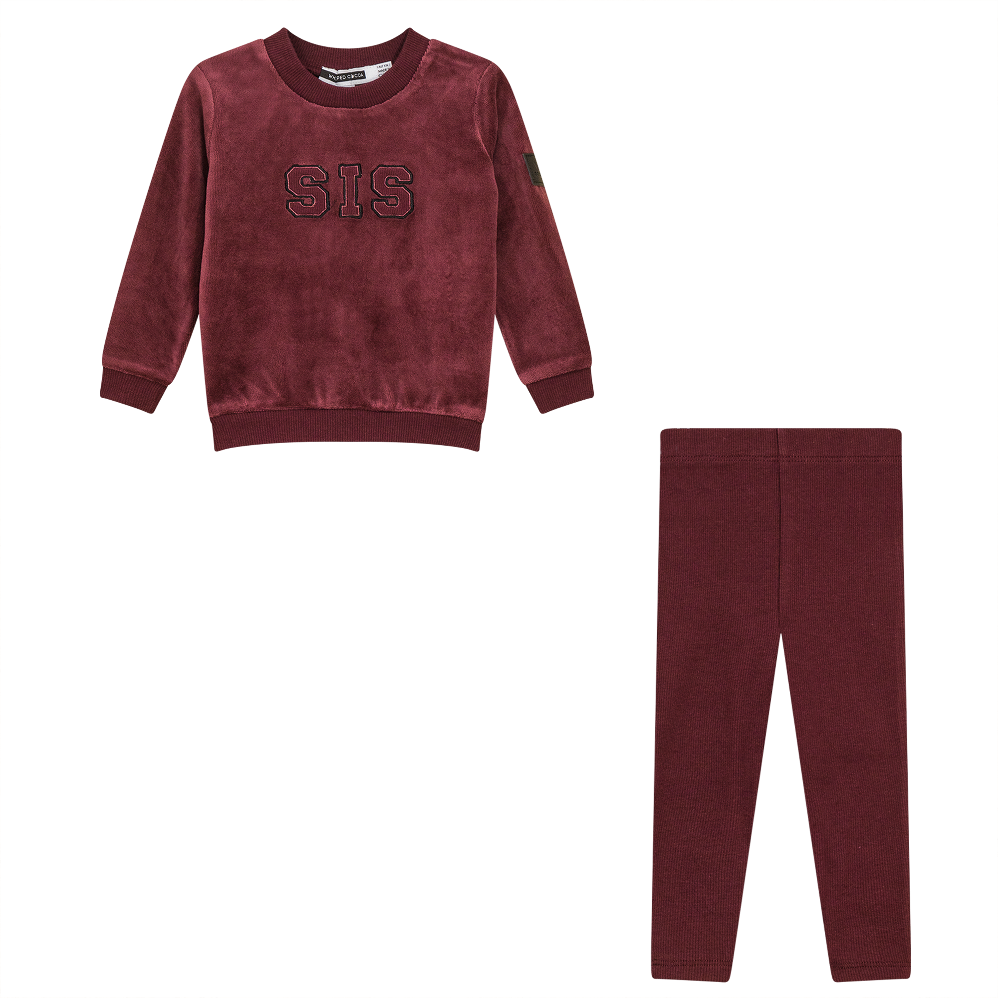 Sis Applique 2Pc Set in Burgundy by Whipped Cocoa