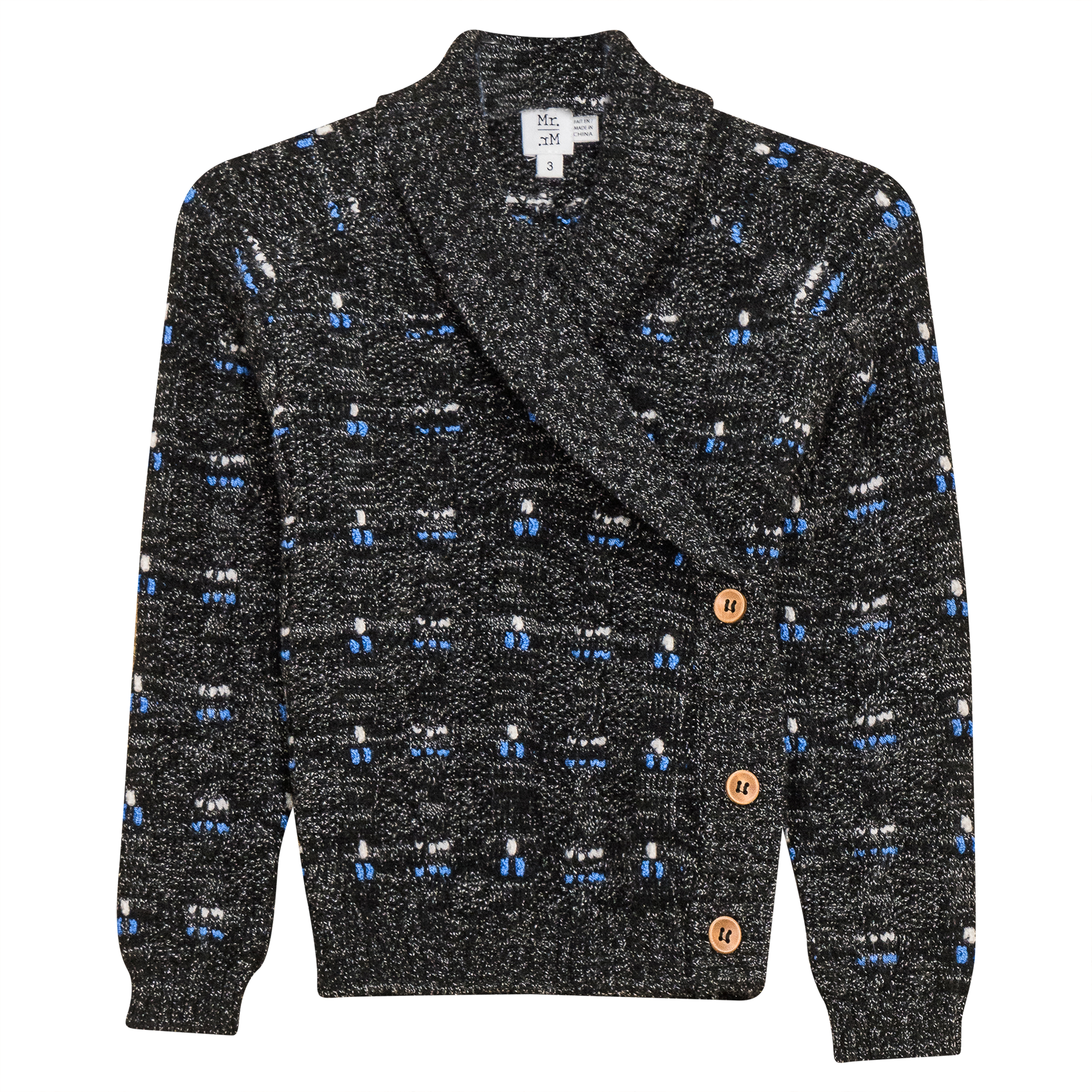 Textured Cable Knit Cardigan in Black Mix by Mr. Mr.