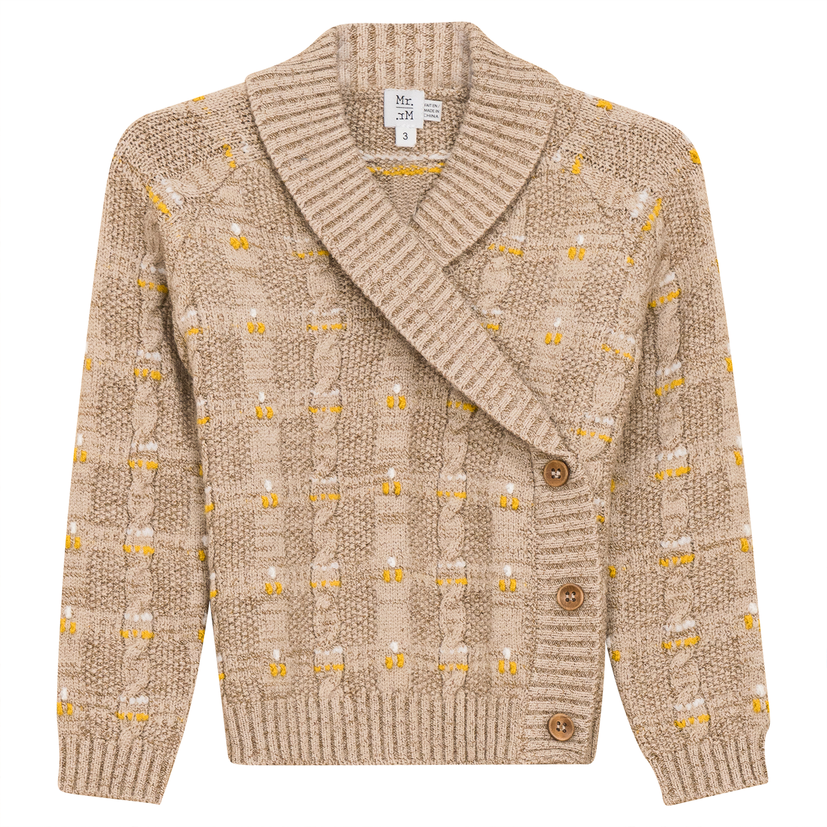Textured Cable Knit Cardigan in Dark Almond by Mr. Mr.