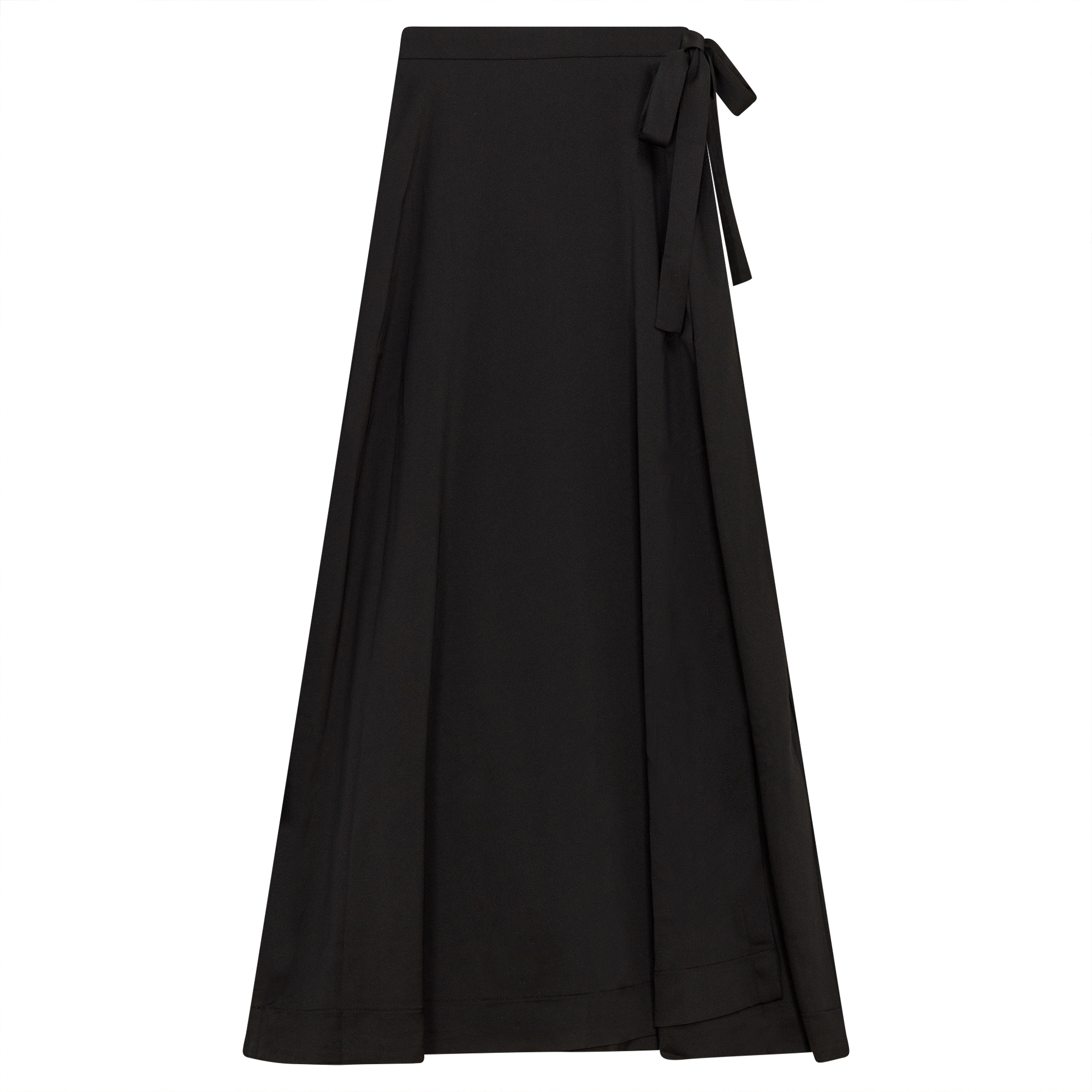 Satin Midi Wrap Skirt in Black by Noni