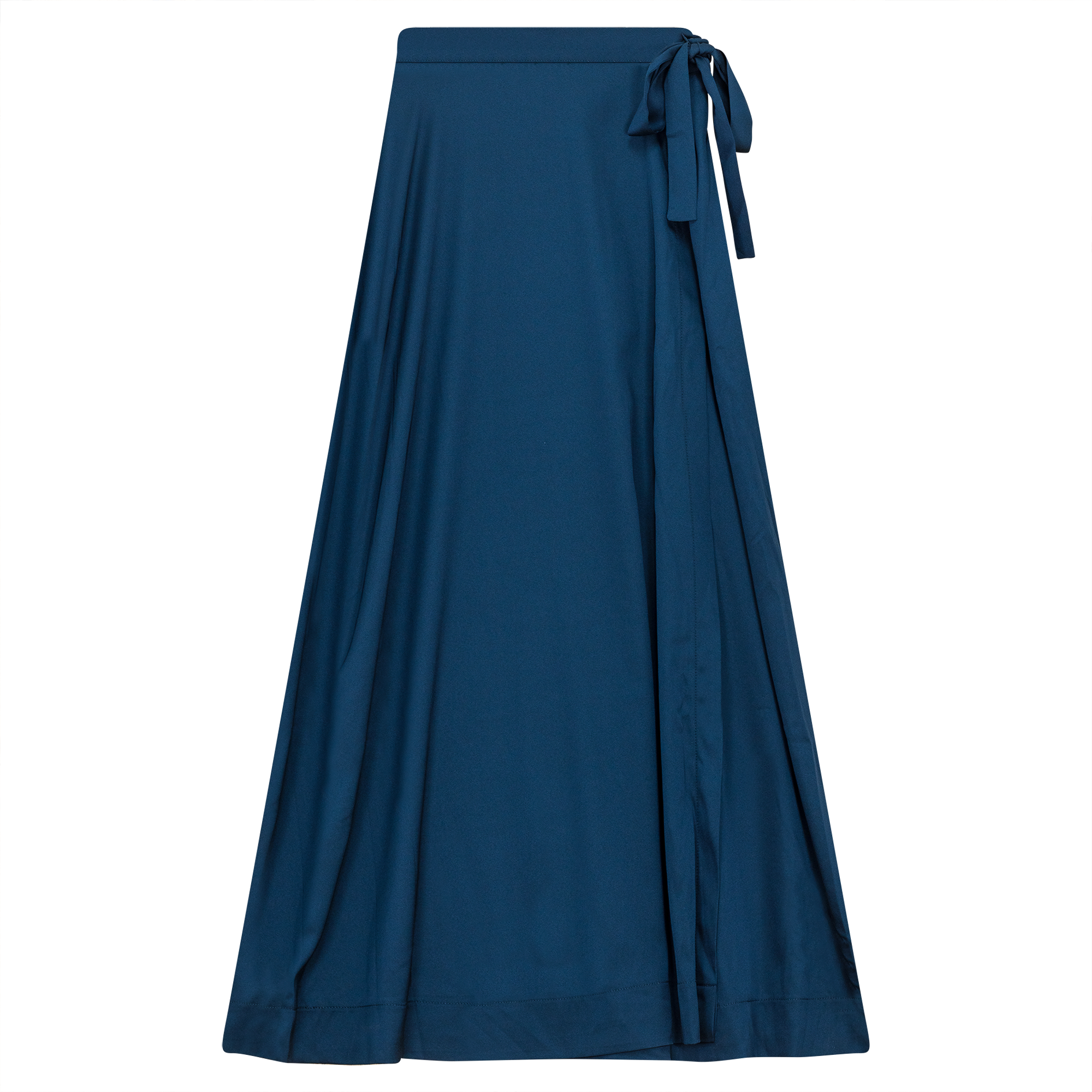 Satin Midi Wrap Skirt in Navy by Noni
