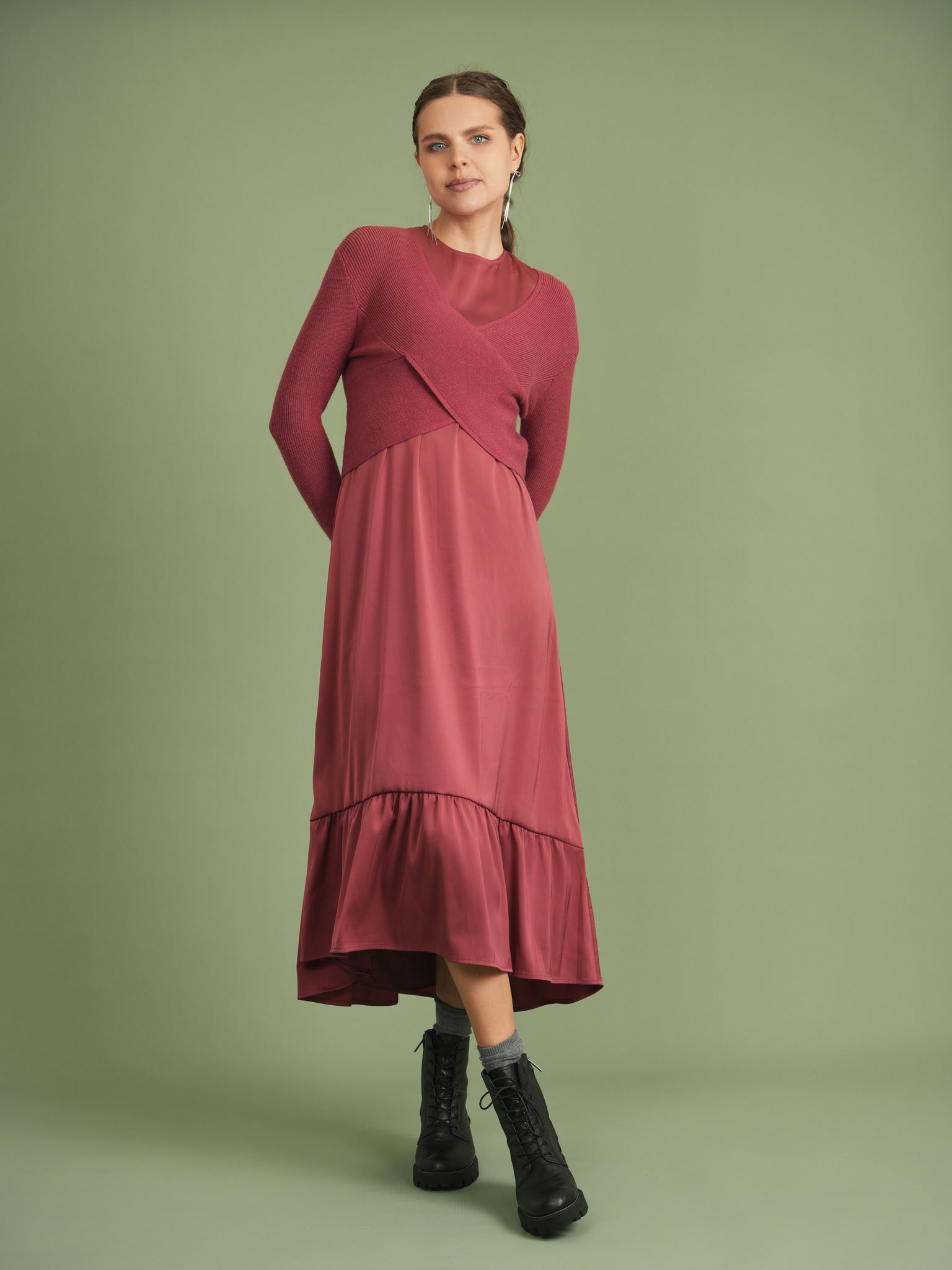 Satin Jumper in Navy by Noni