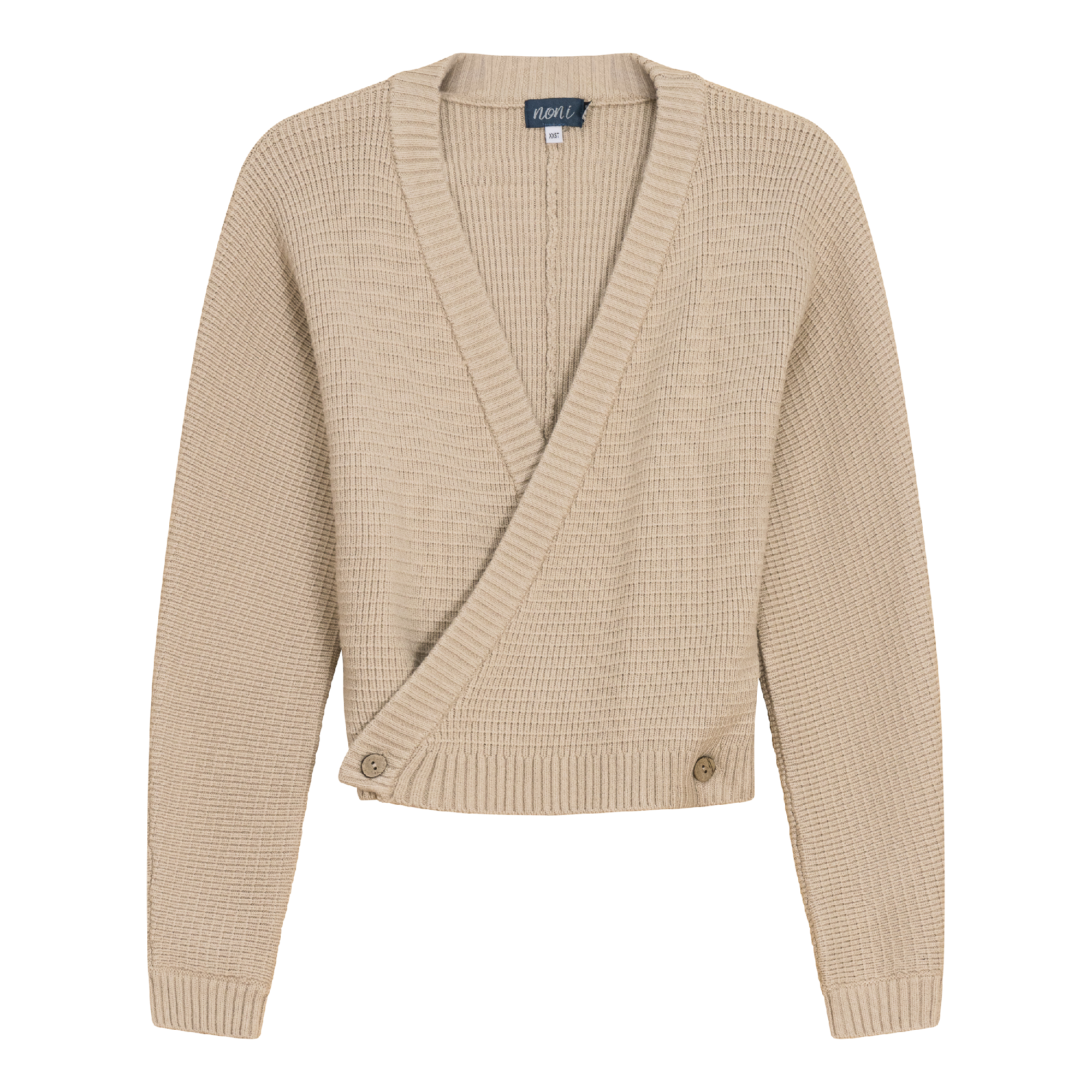 Knitted Wrap Sweater in Beige by Noni