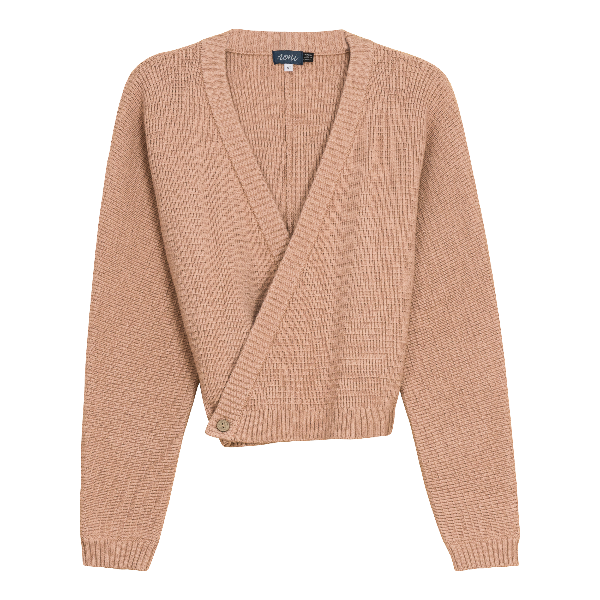 Knitted Wrap Sweater in Maple Sugar by Noni