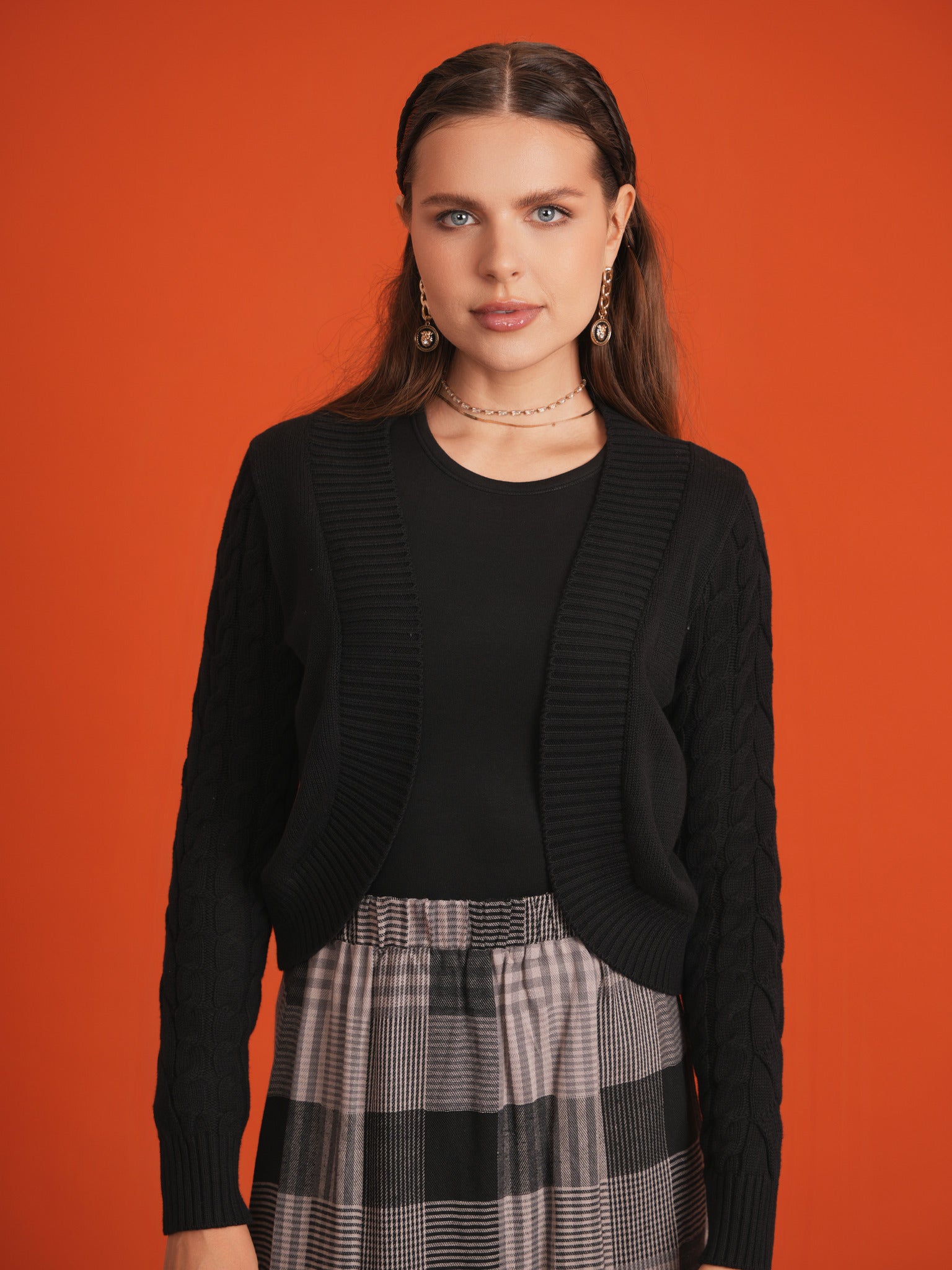 Cable Knit Crop Cardigan in by Noni