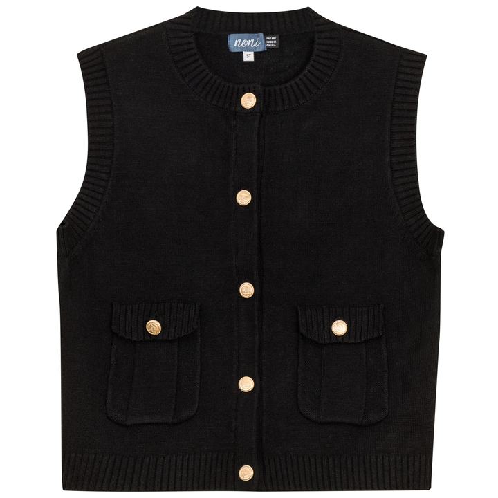 Military Cropped Knit Top Black Ladies Vest by {{ product_vemdor}}