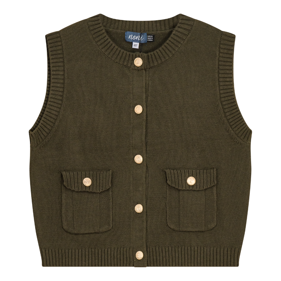 Military Cropped Knit Top Olive Ladies Vest by {{ product_vemdor}}