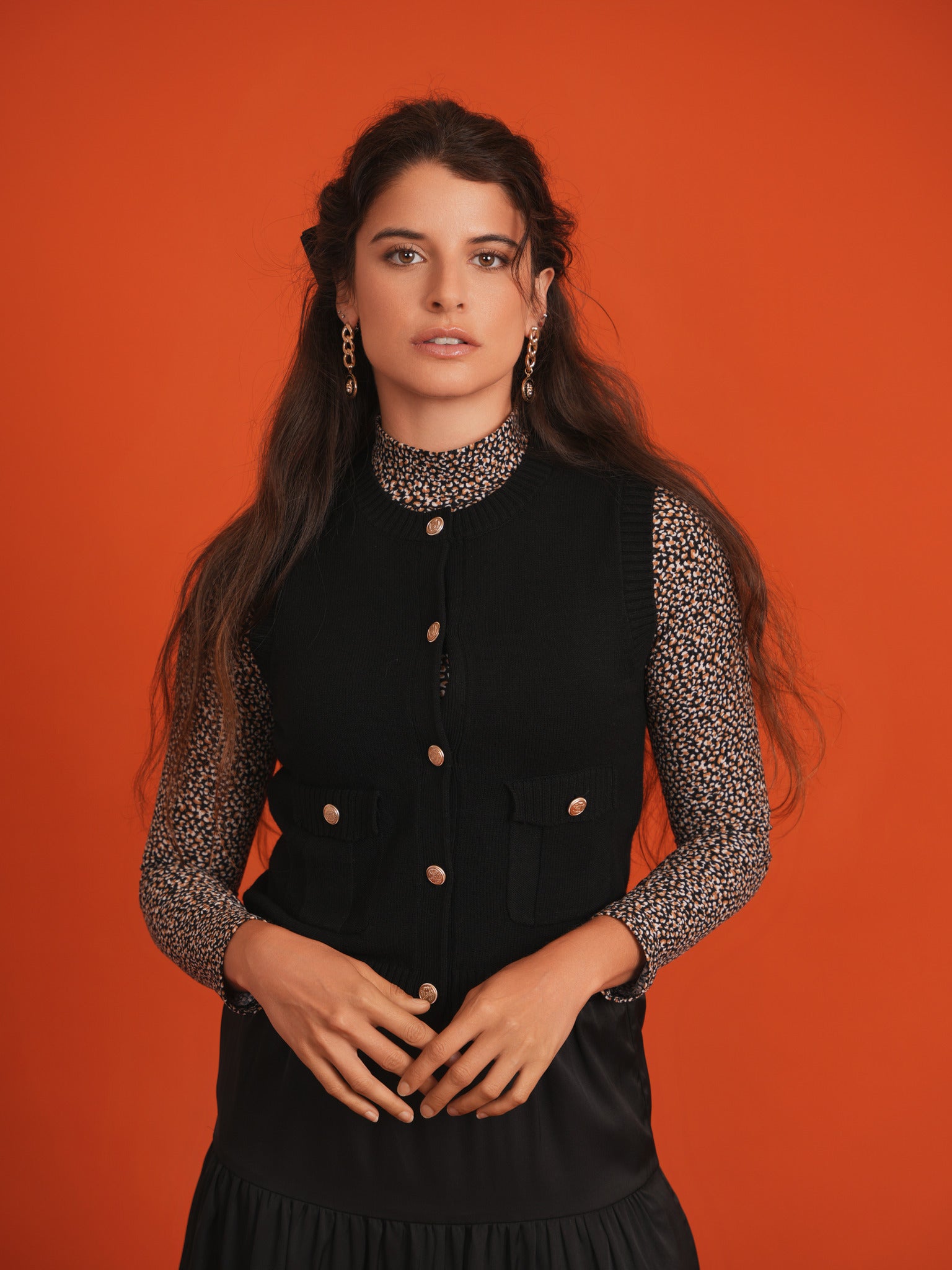 Military Cropped Knit Top in by Noni