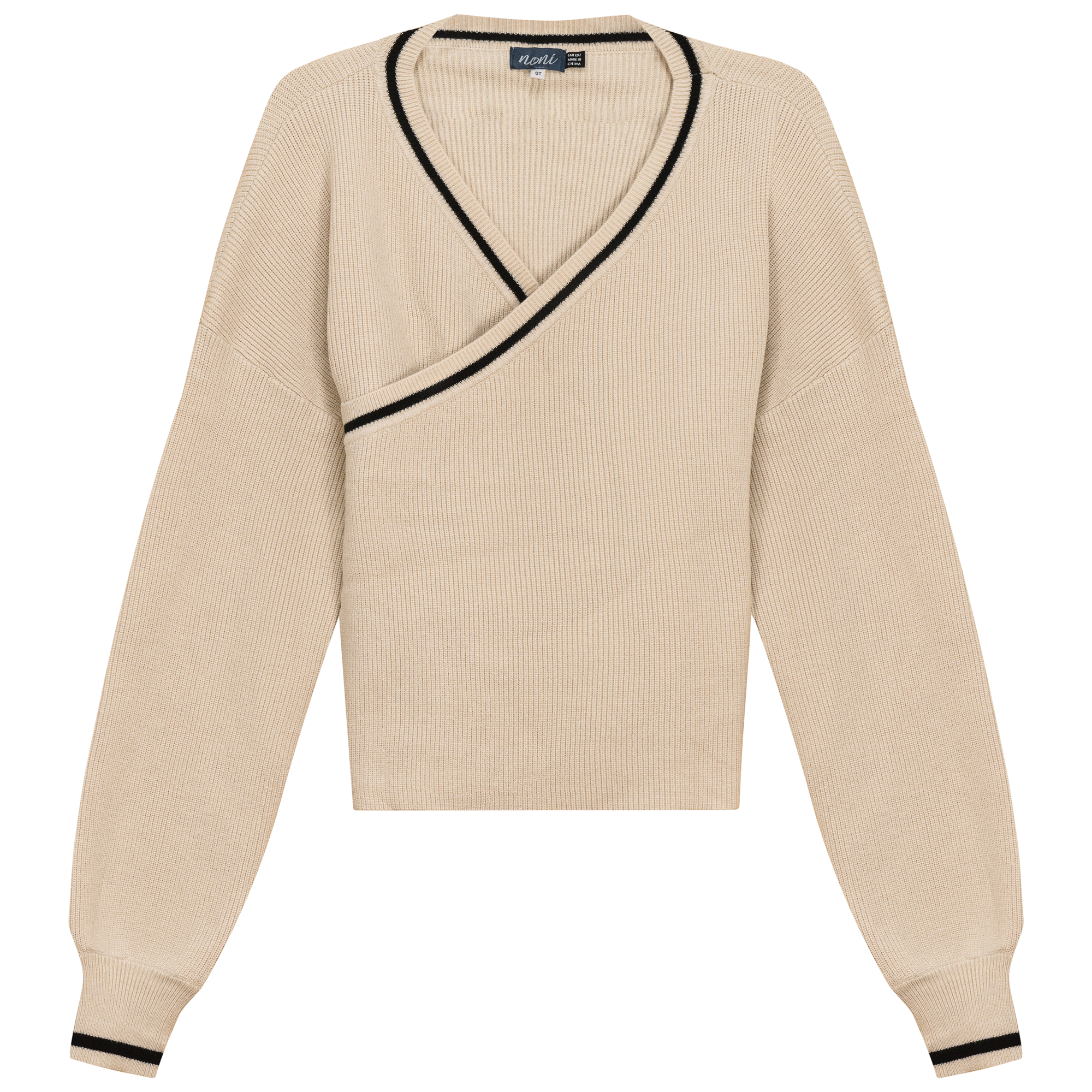 Knitted Crop Cardigan in Dark Almond Black by Noni