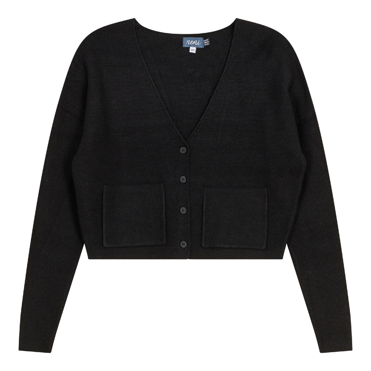Knitted Crop Cardigan in Black by Noni