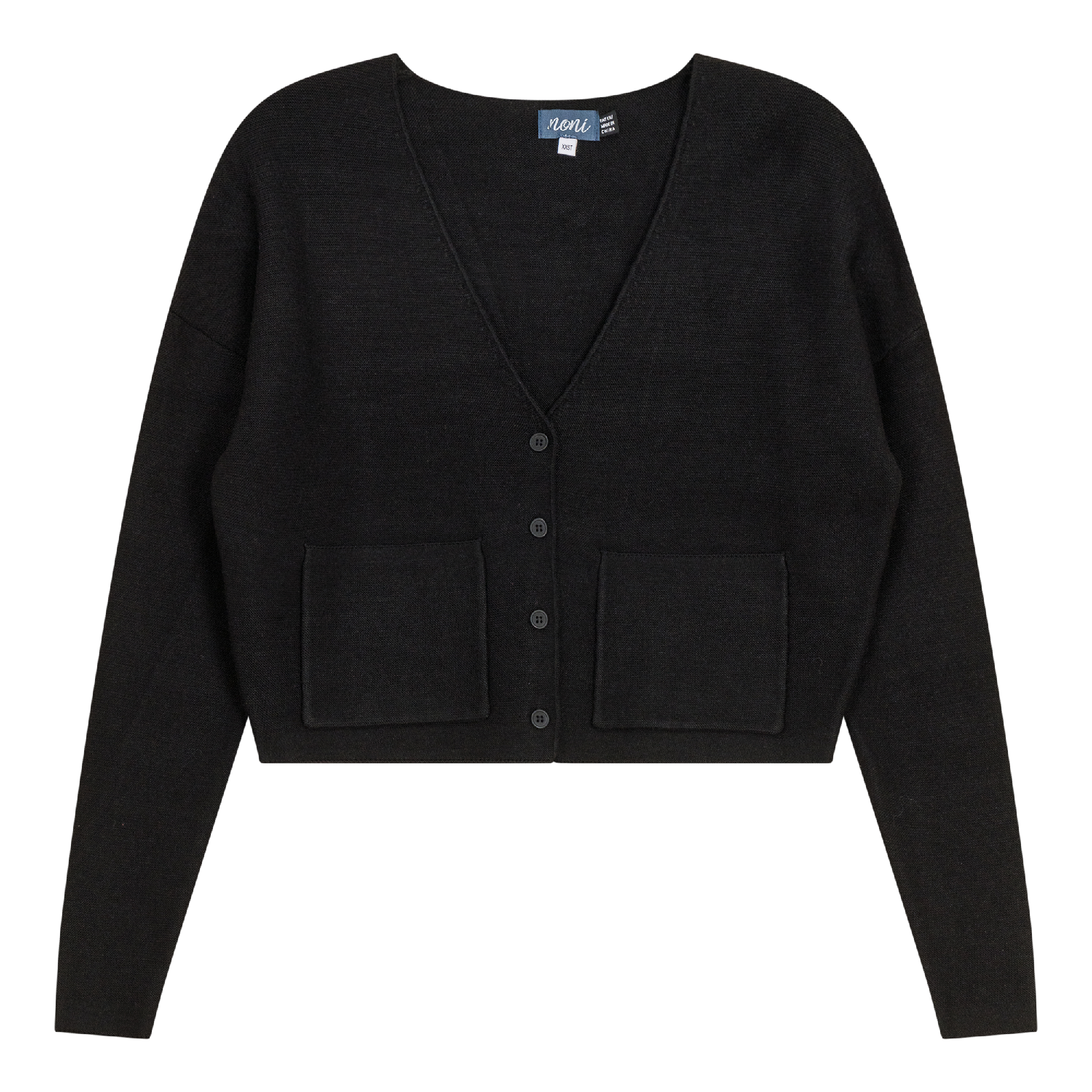 Knitted Crop Cardigan in Black by Noni