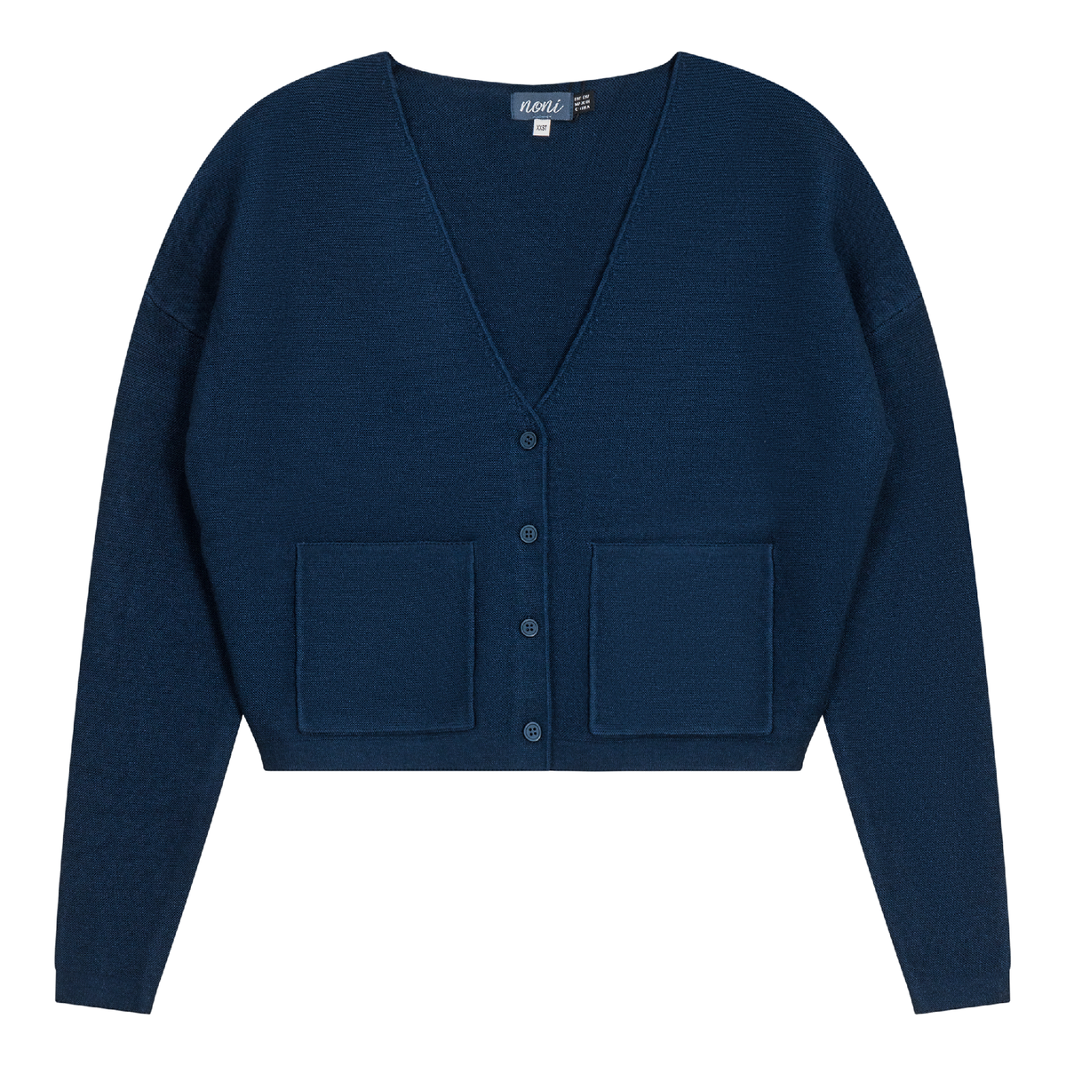 Knitted Crop Cardigan in Navy by Noni