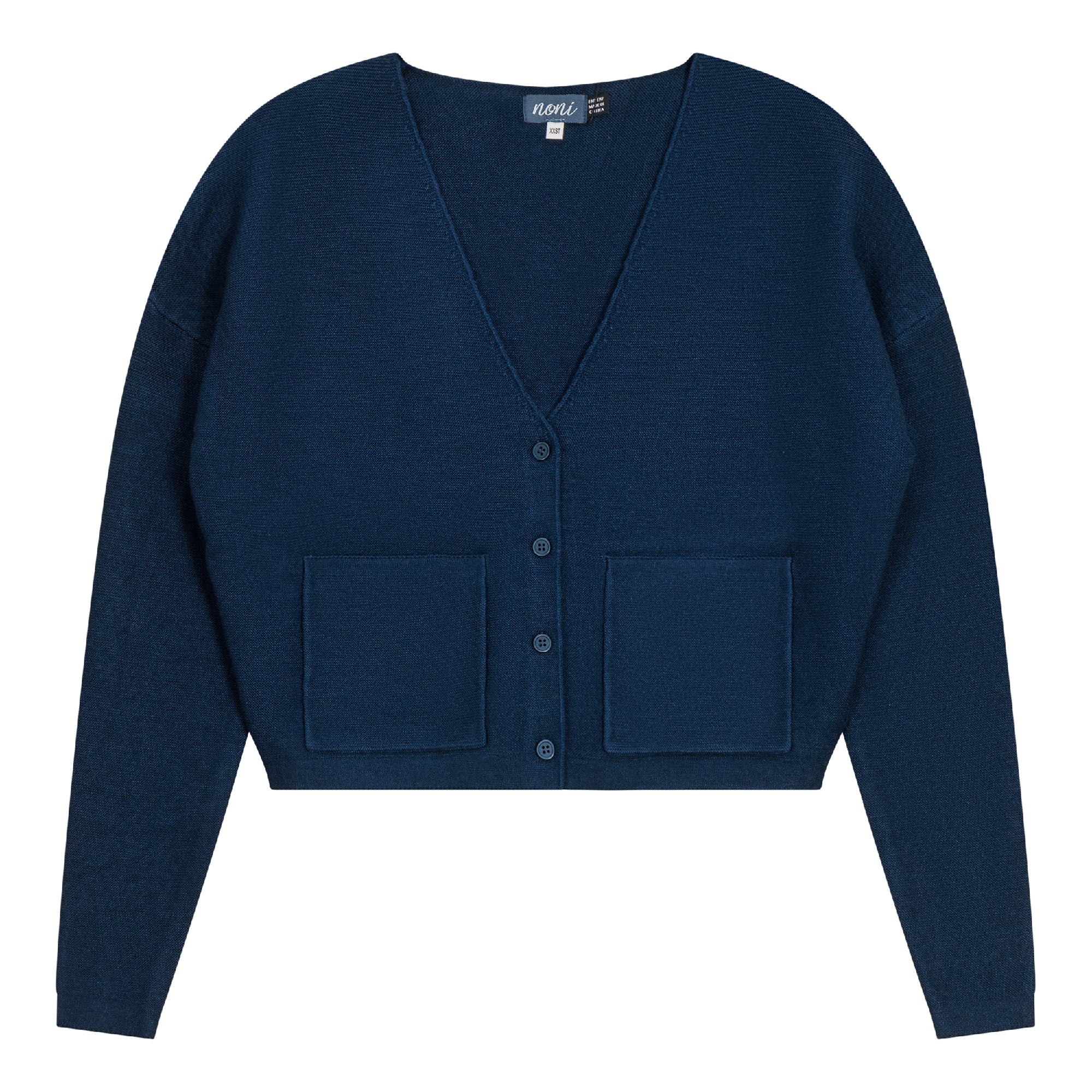 Knitted Crop Cardigan in Navy by Noni