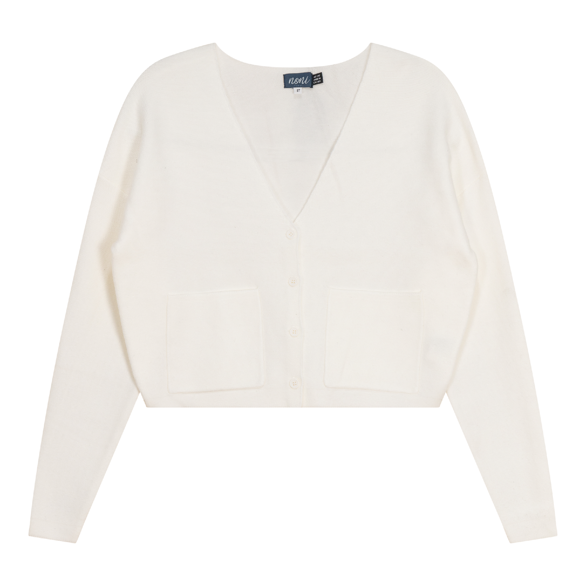 Knitted Crop Cardigan in Off White by Noni