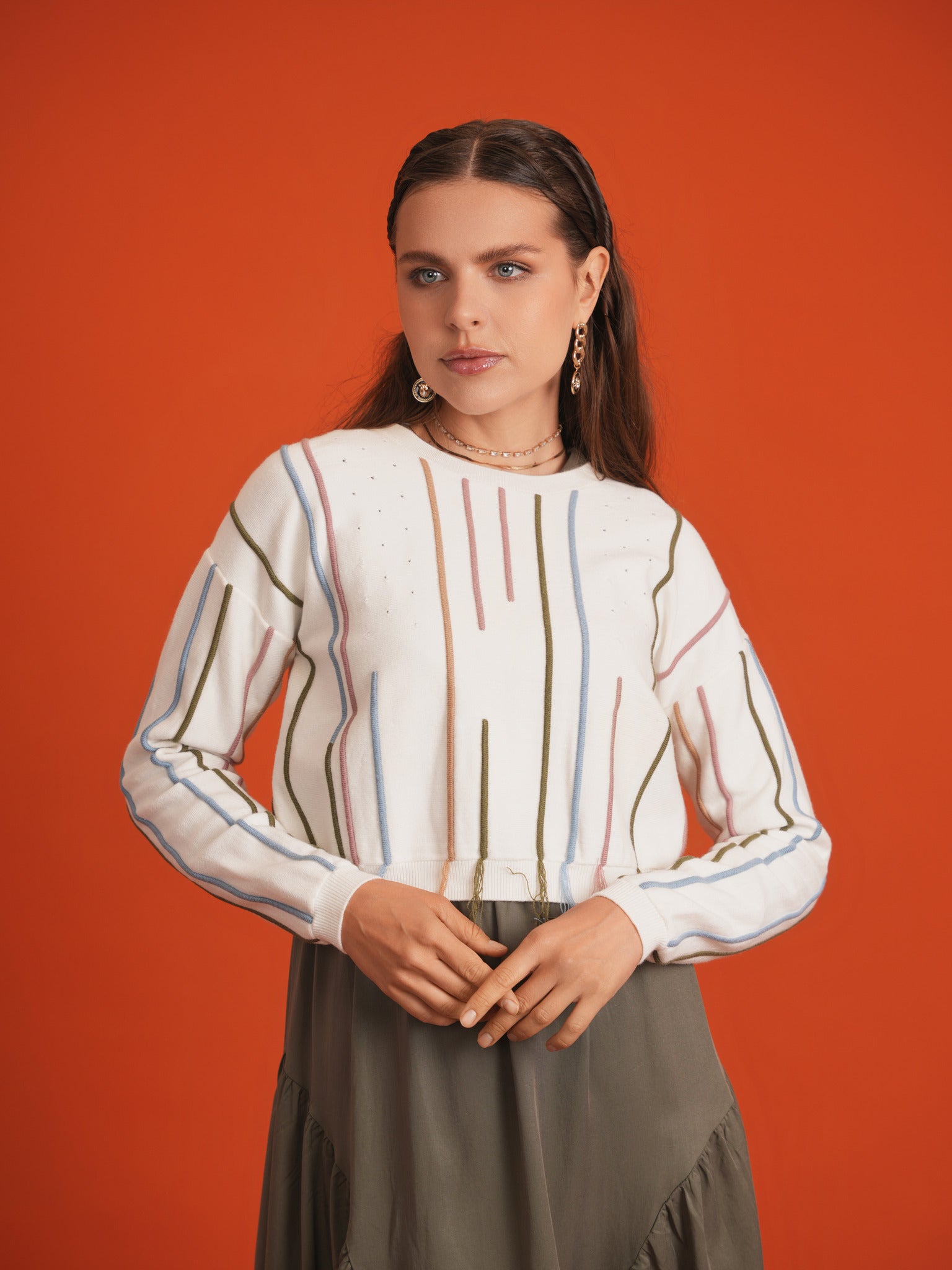 Knitted Crop Sweater in by Unclear