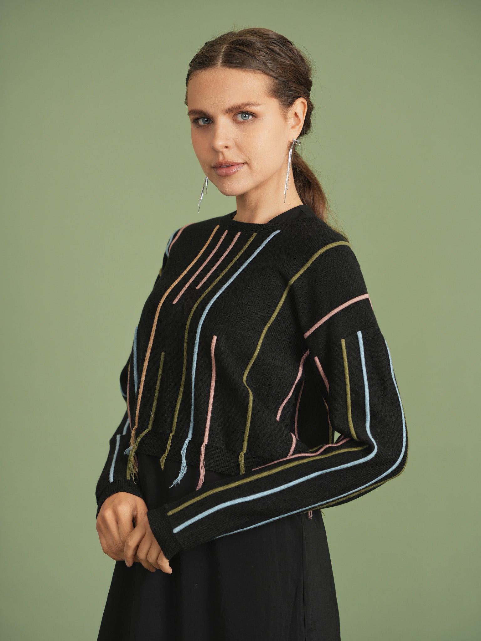 Knitted Crop Sweater in Off White by Unclear