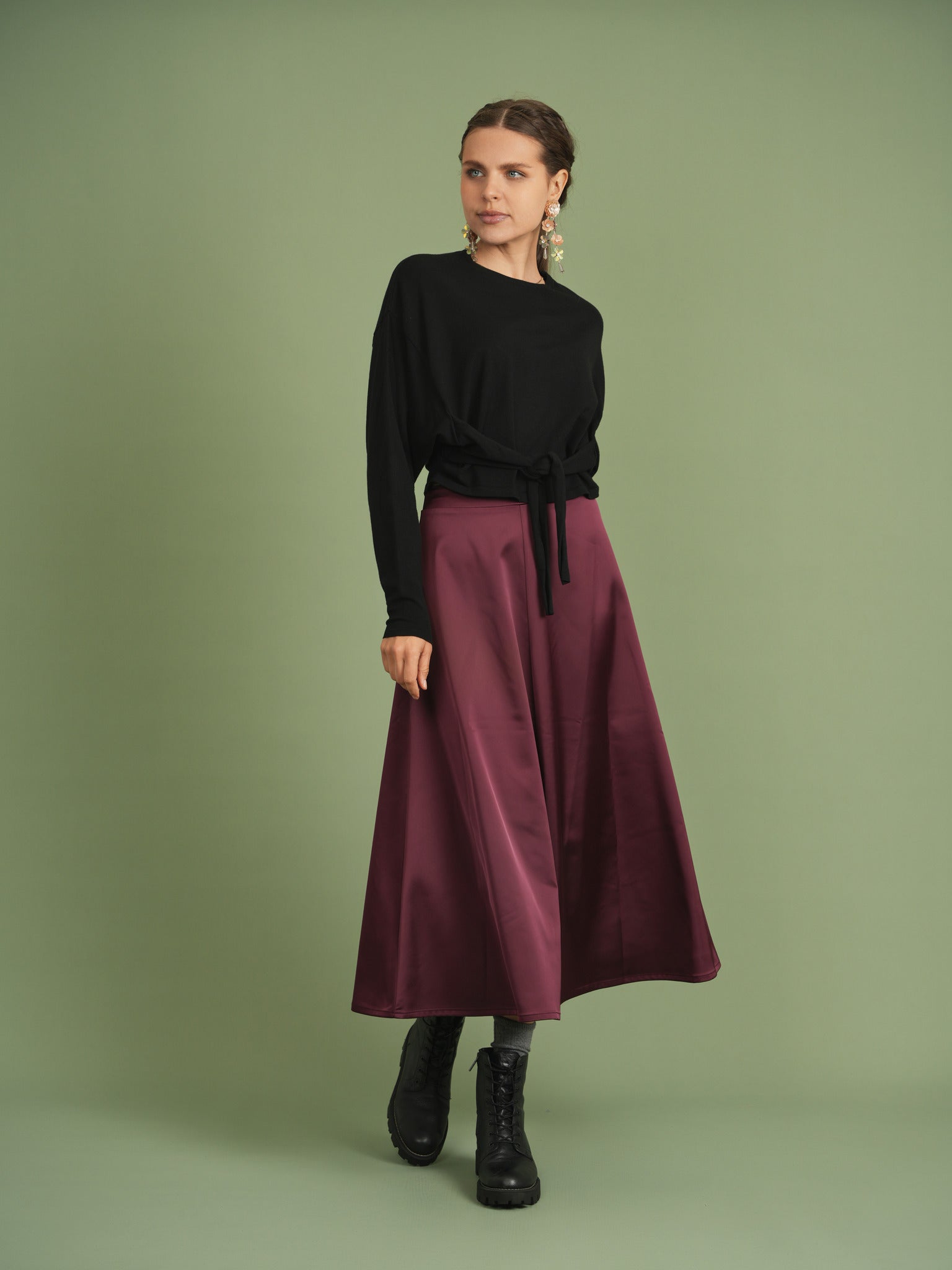 Knitted Crop Top in Berry by Noni