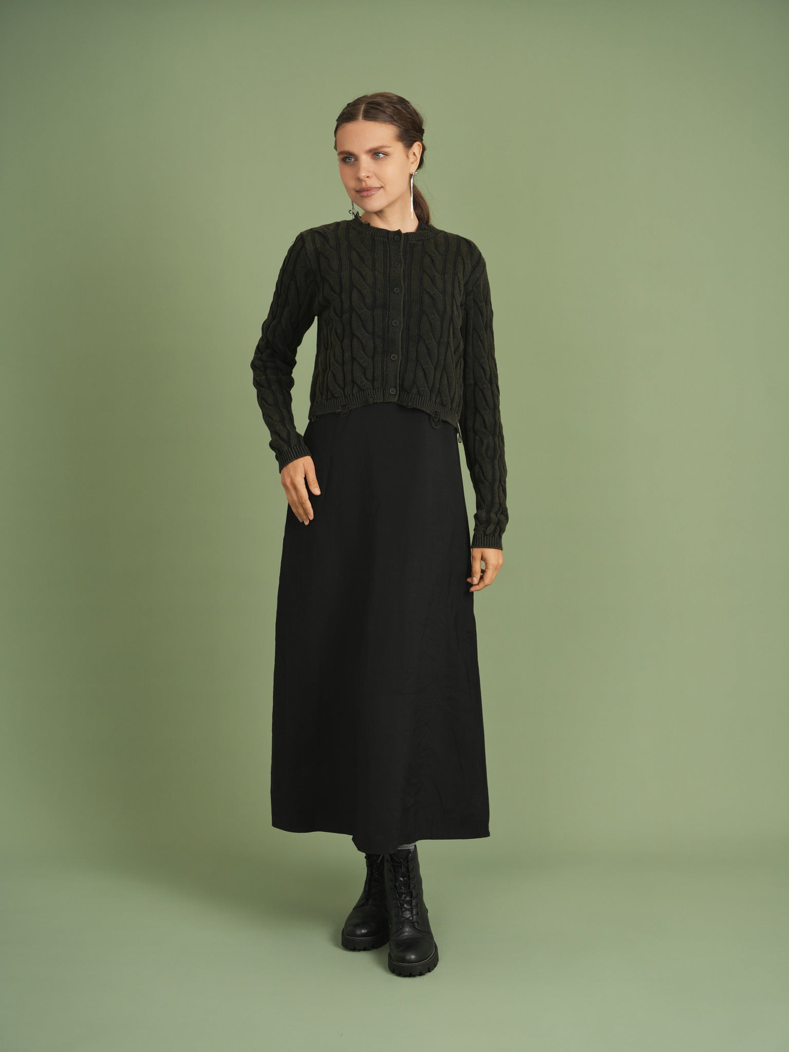 Distressed Knit Cardigan in by Noni