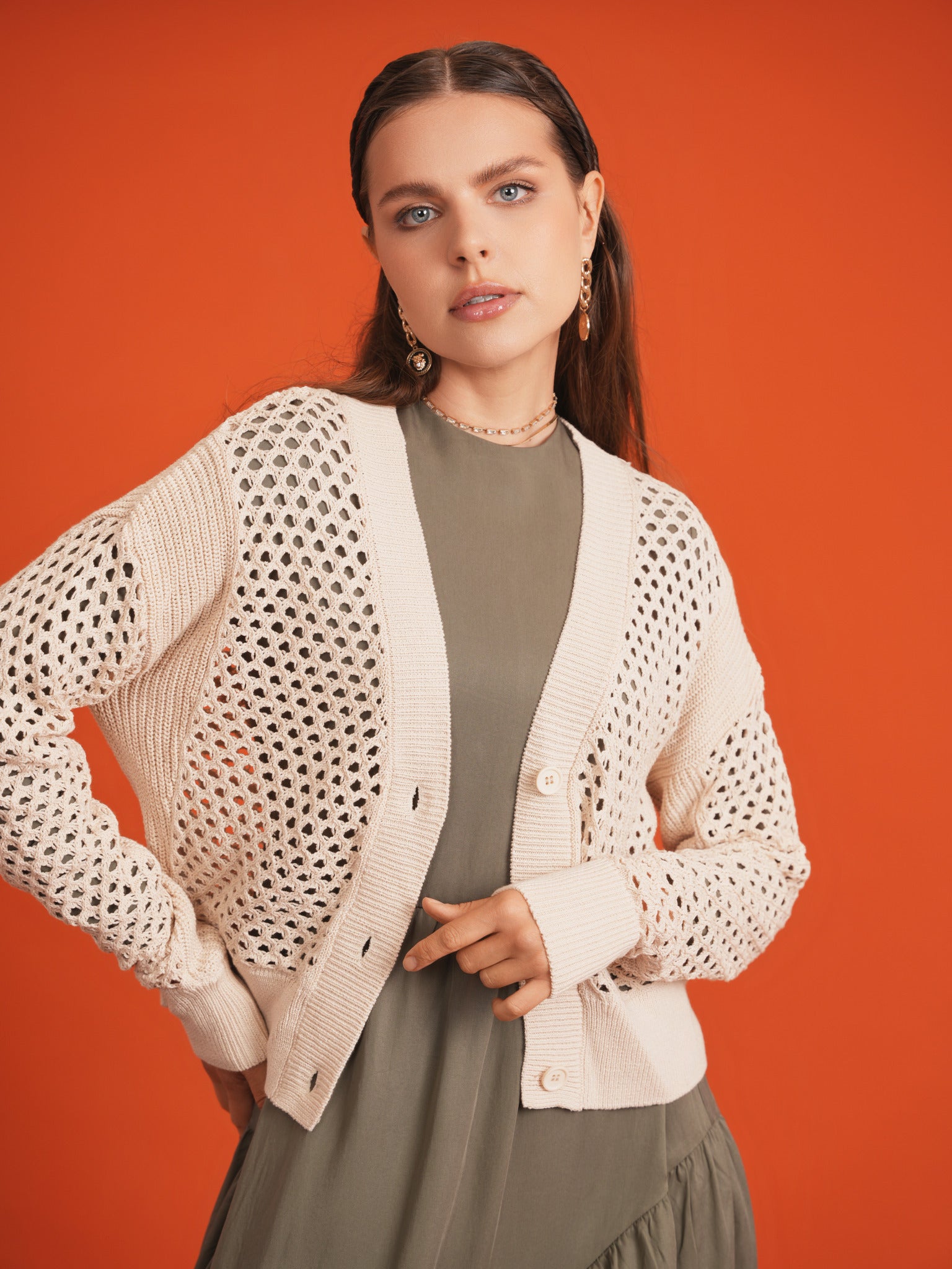 Crochet Knitted Crop Cardigan in by Noni