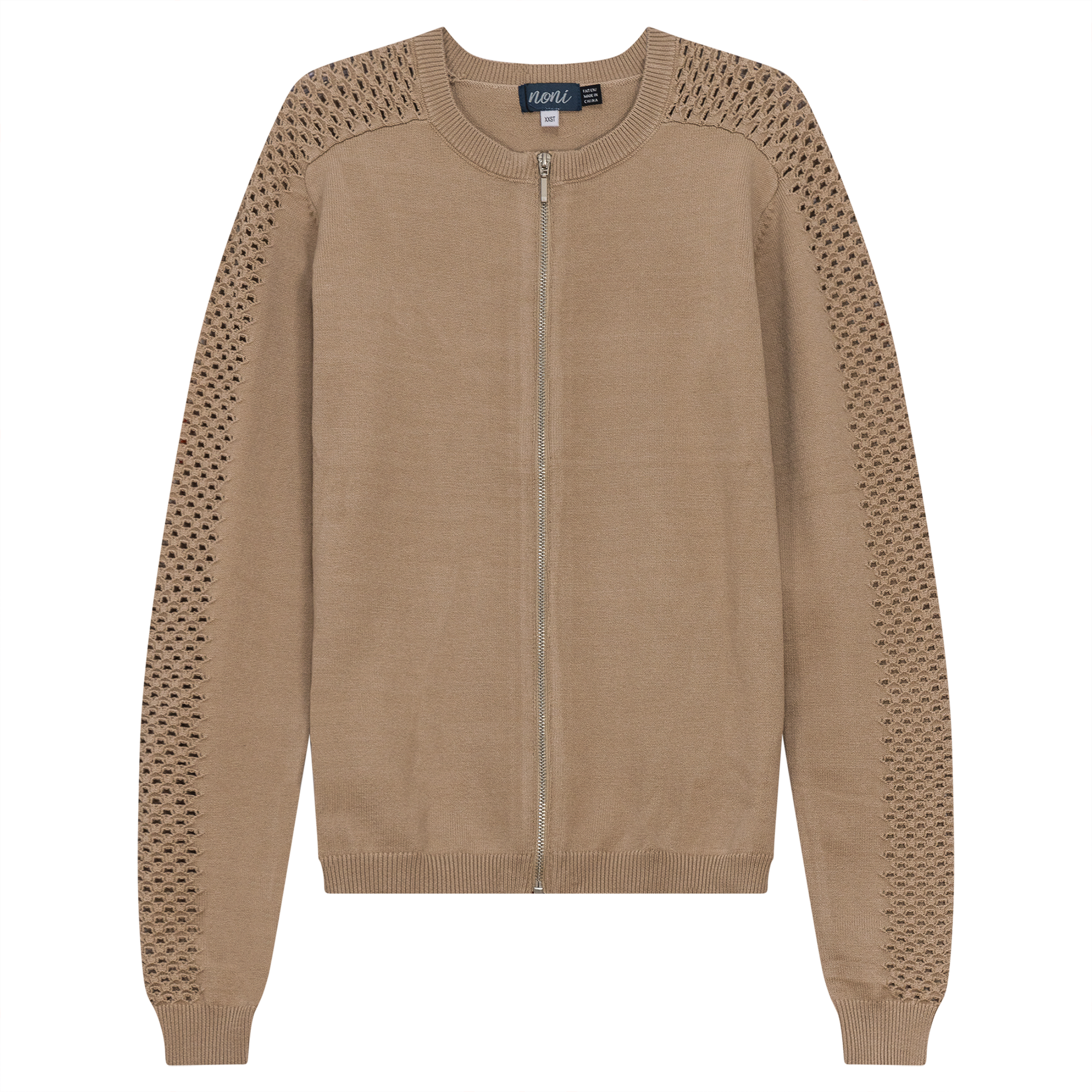 Knitted Bomber Jacket in Beige by Noni